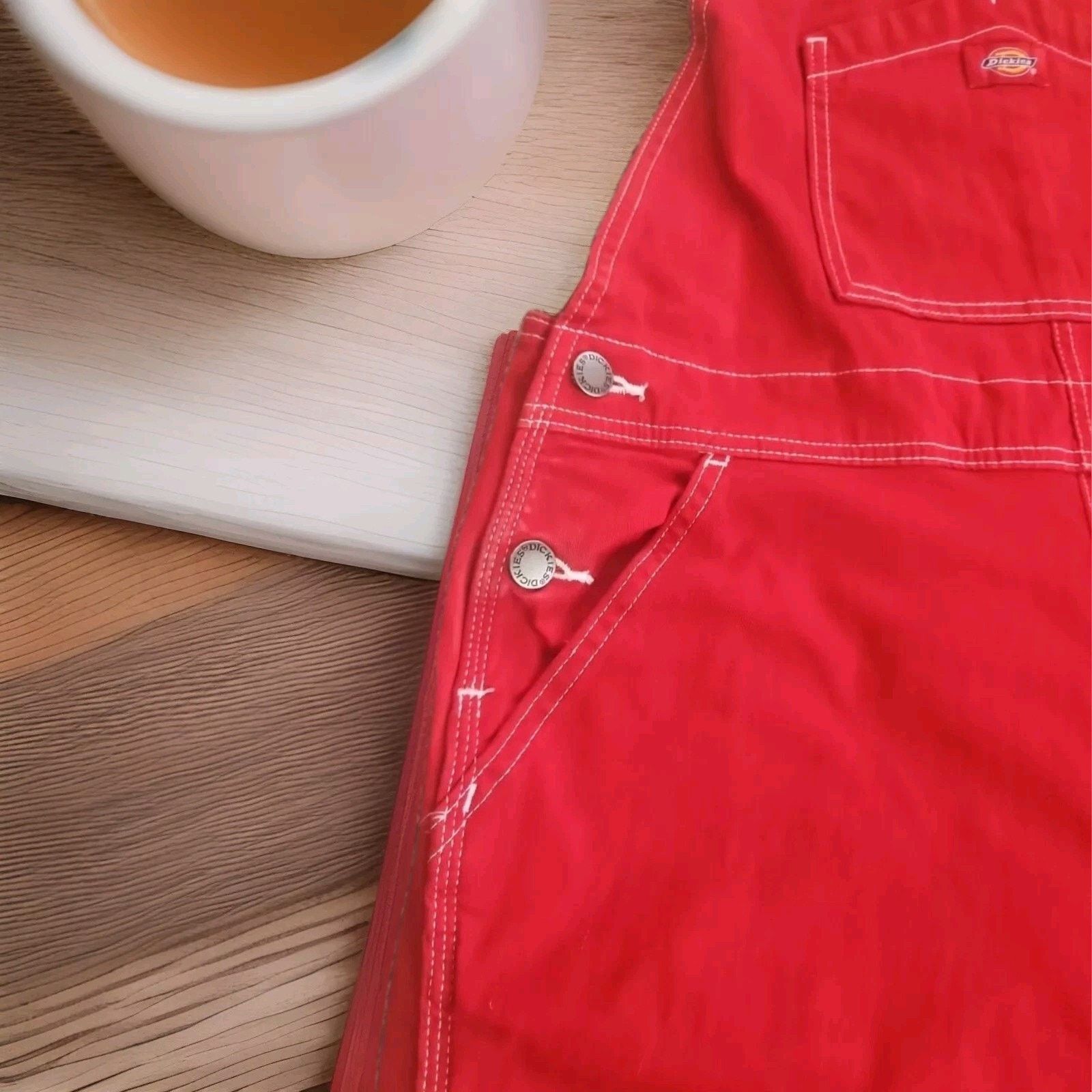 Dickies Dickies Relaxed Straight Leg Carpenter Overalls Red Women's Size 29" - 5 Thumbnail