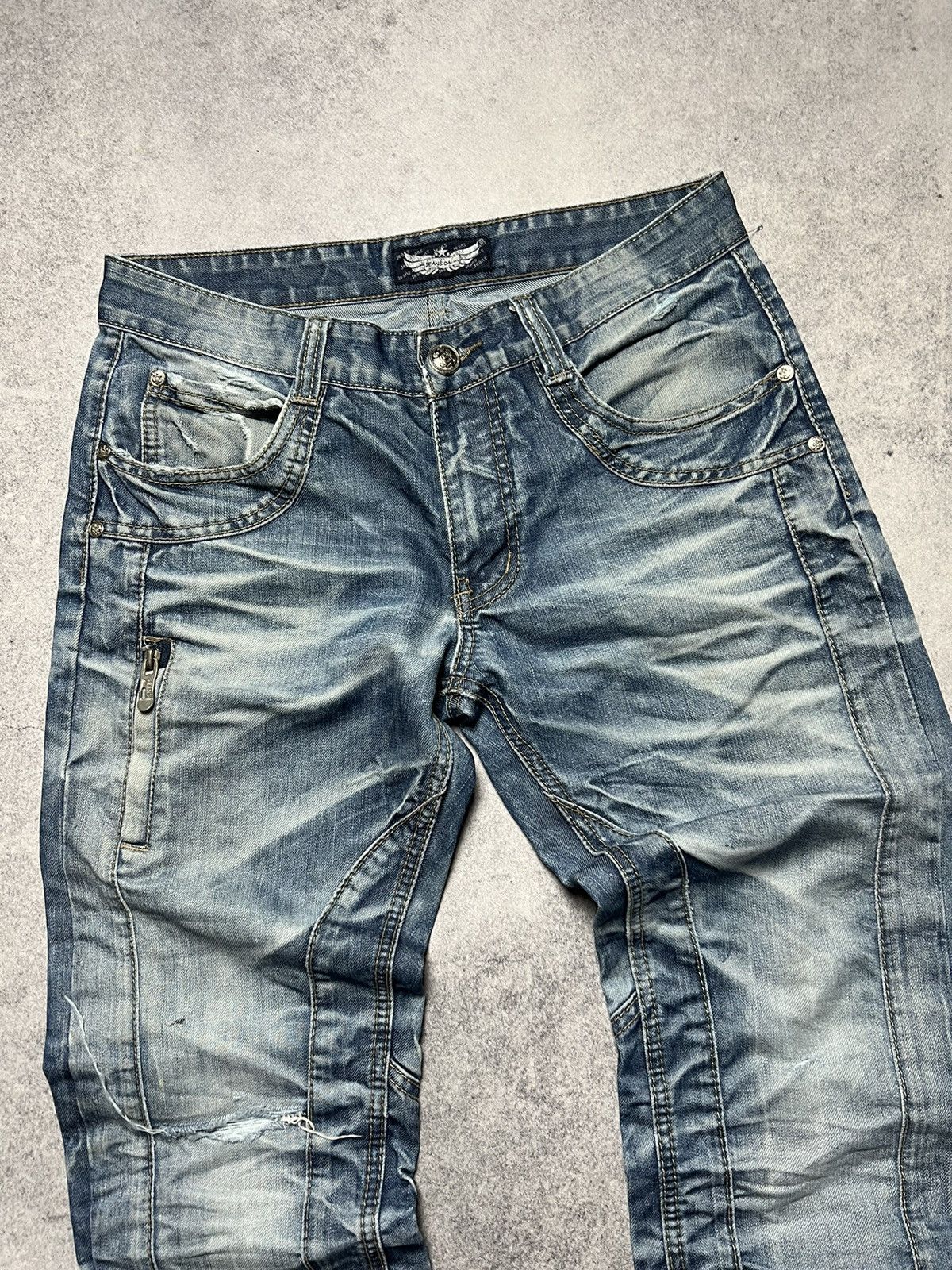 Japanese Brand Y2K Gothic Alt Rick Owens Style Trashed Mudwash Jeans Size US 31 - 3 Thumbnail