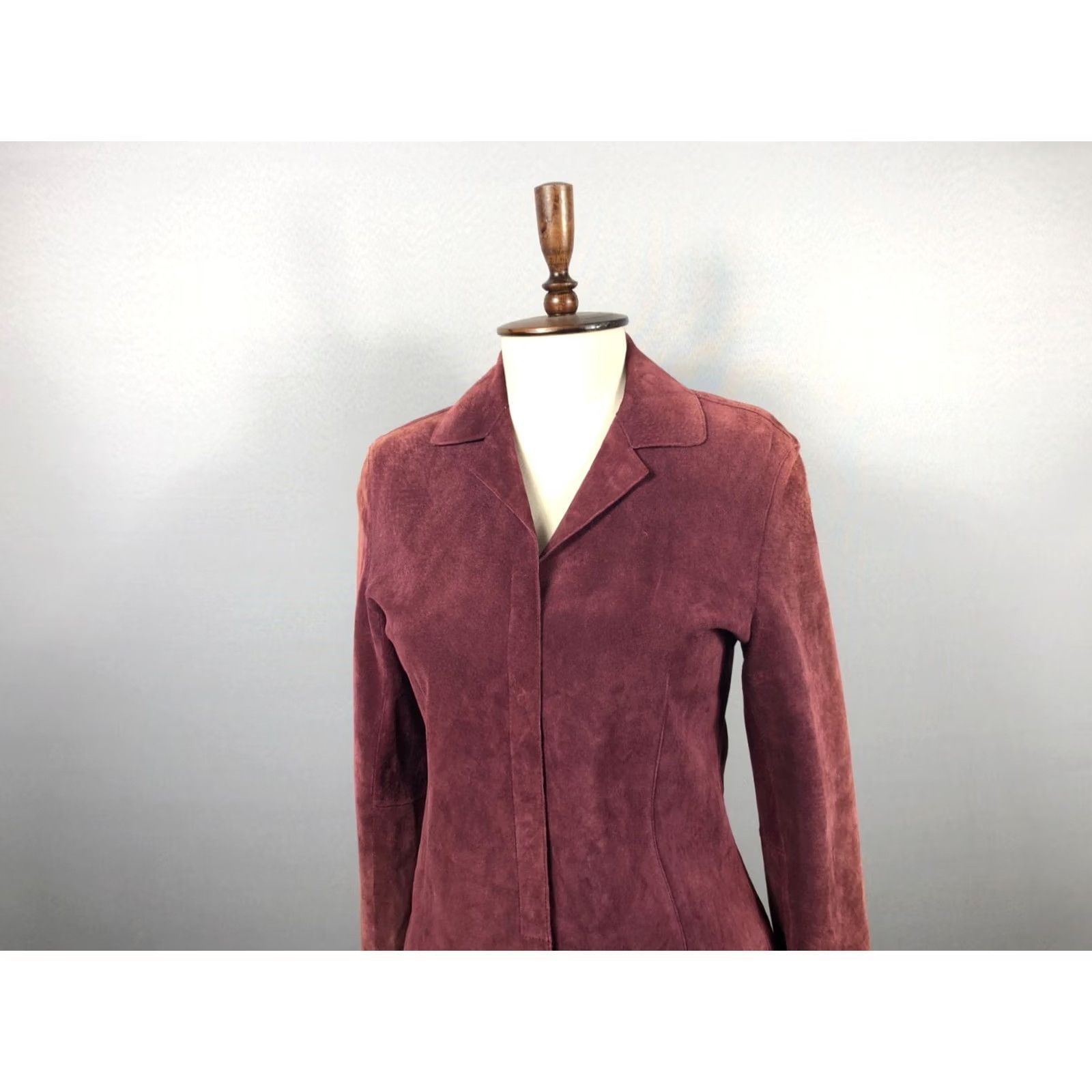 Vintage Chine Collection Real Leather Burgundy Jacket Women Size 3 Shirt Jacket Regular Fit Long Sleeve Womens Size XS / US 0-2 / IT 36-38 - 4 Thumbnail