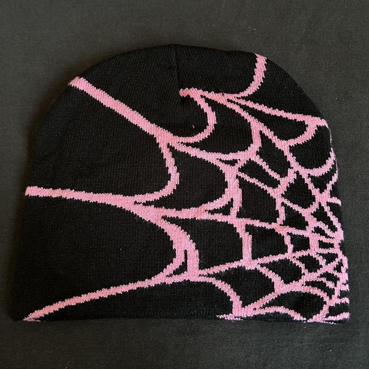 Vintage Y2K 2000s Style Pink Spider Web All Over Print Skater Beanie Size ONE SIZE - 5 Thumbnail