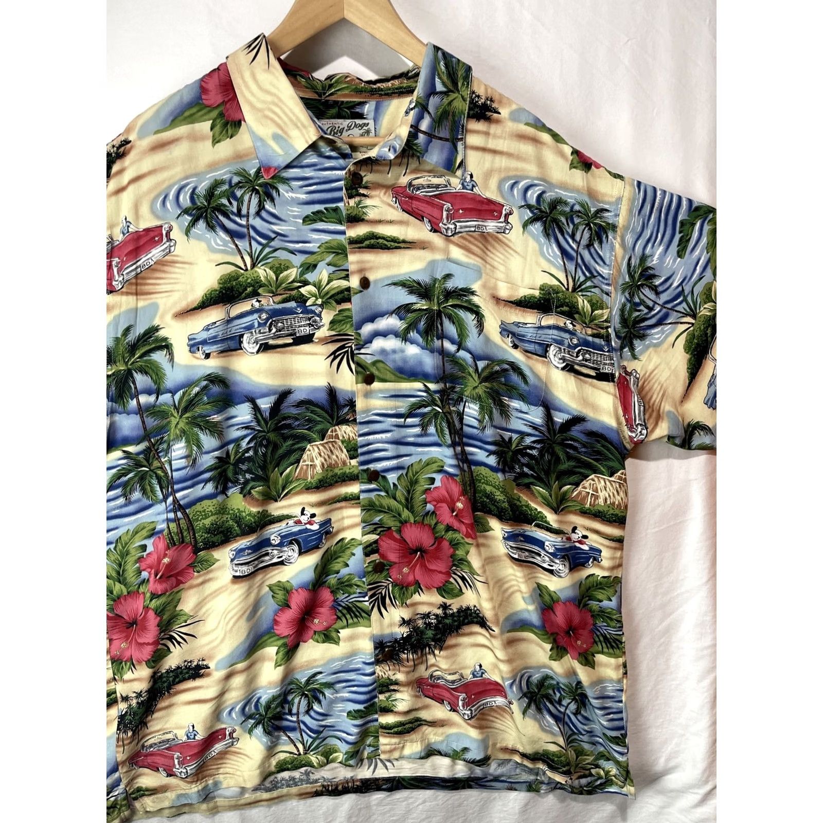Big Dogs Big Dogs Shirt Mens XL Hawaiian Floral Tropical Cars Vintage Button Up Short Sleeve Collared Size US XL / EU 56 / 4 - 3 Thumbnail