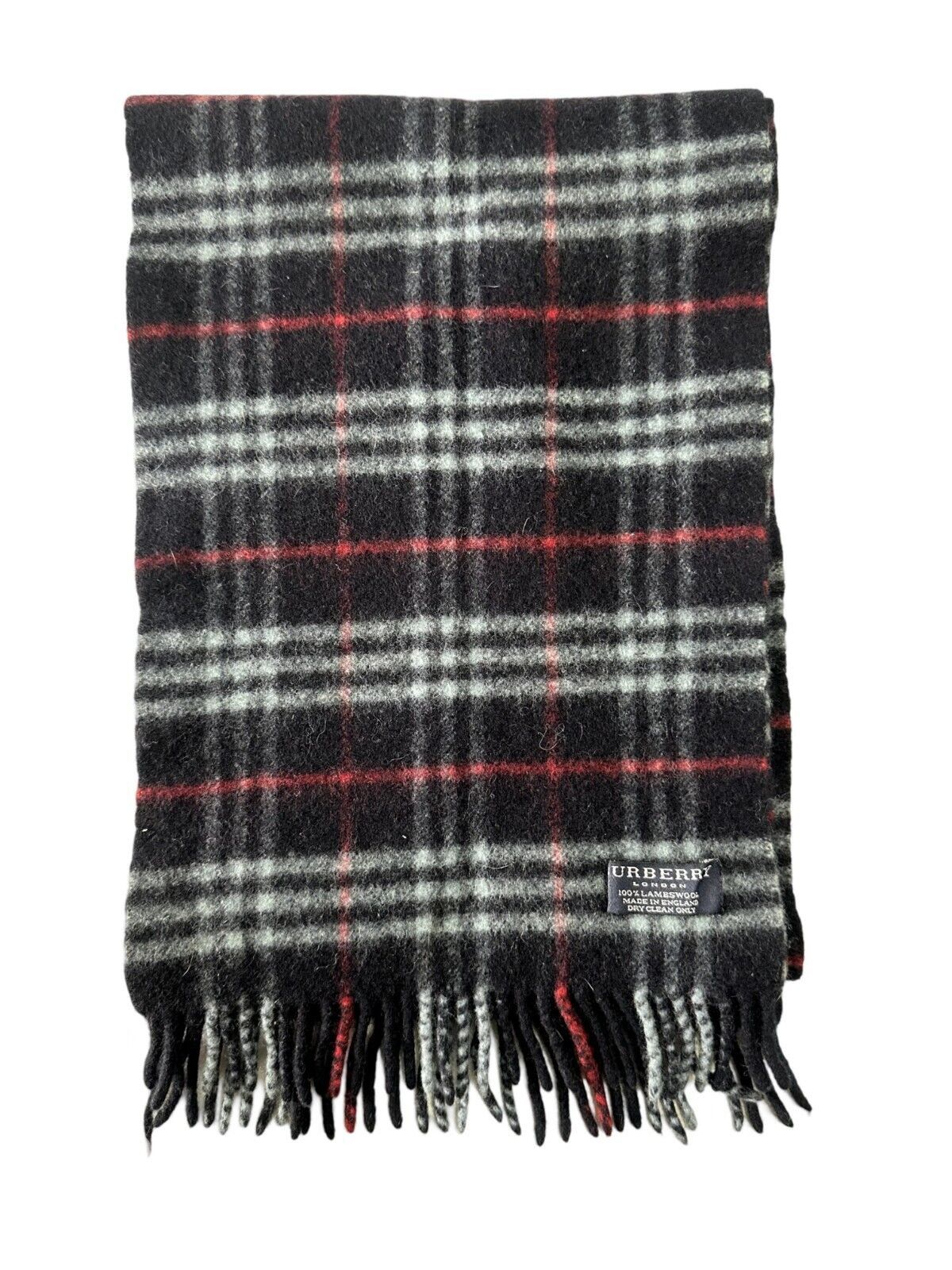 Burberry Burberry Authentic Unisex Scarf Black 100% Lambswool Size ONE SIZE - 5 Thumbnail
