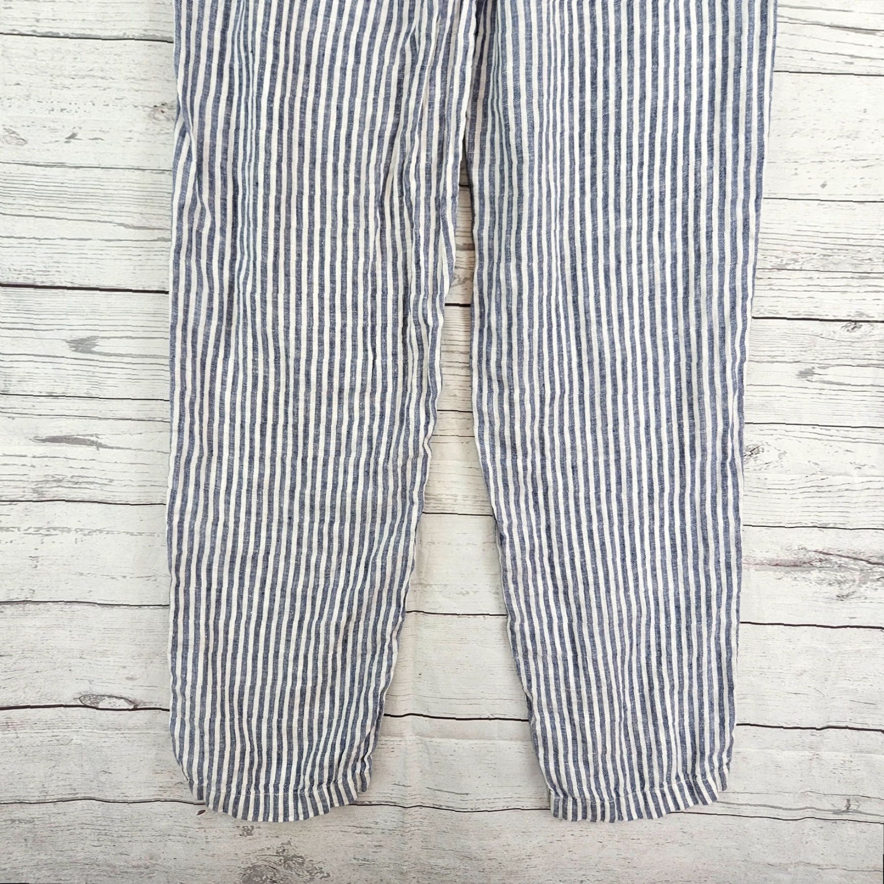 Vintage Sigrid Olsen Womens Linen Pants Pull On Striped Blue White Sz Small Casual Travel Size 28" / US 6 / IT 42 - 5 Thumbnail