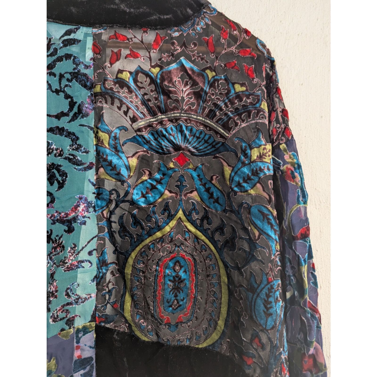 Chicos Velvet Burnout Jacket Multicolor Pattern Witchy Whimsigoth Size S / US 4 / IT 40 - 4 Thumbnail