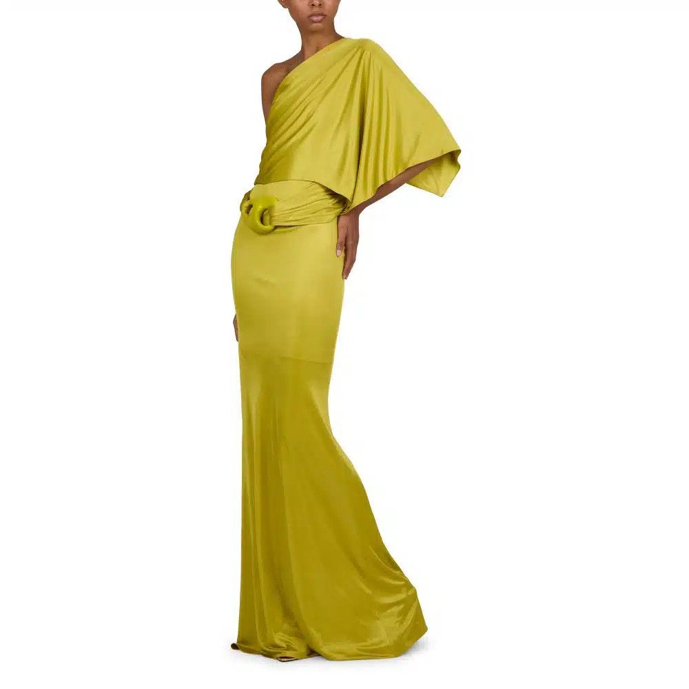 Tom Ford o1loc1c0625 ABJ675 Viscose Jersey Evening Dress in Yellow Size S / US 4 / IT 40 - 2 Thumbnail