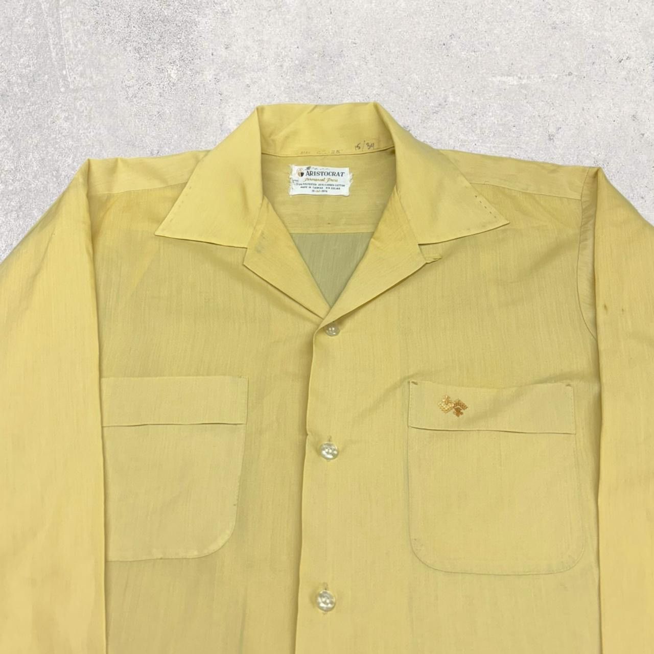 Vintage 1970s Vintage Yellow Longsleeve Button Up Shirt Size US M / EU 48-50 / 2 - 2 Thumbnail