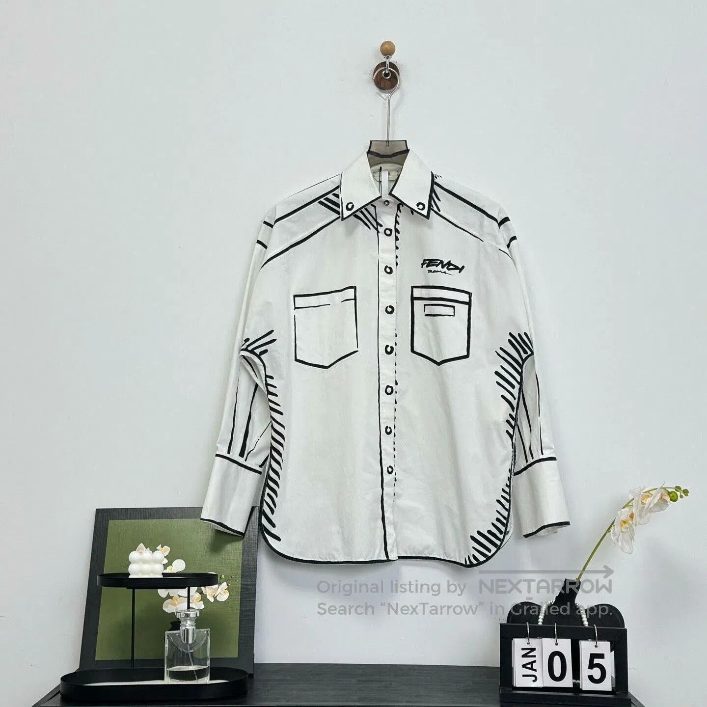 Fendi Fendi Hand-Painted Shirt in California Sky. Size US M / EU 48-50 / 2 - 1 Thumbnail