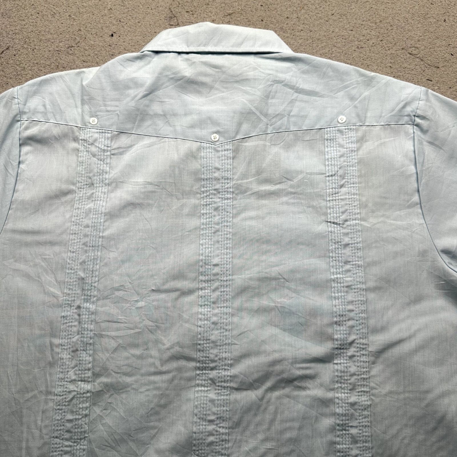 Other Vintage Romani Permanent Guayabera Cuban Shirt Mens XL Blue Size US XL / EU 56 / 4 - 9 Thumbnail