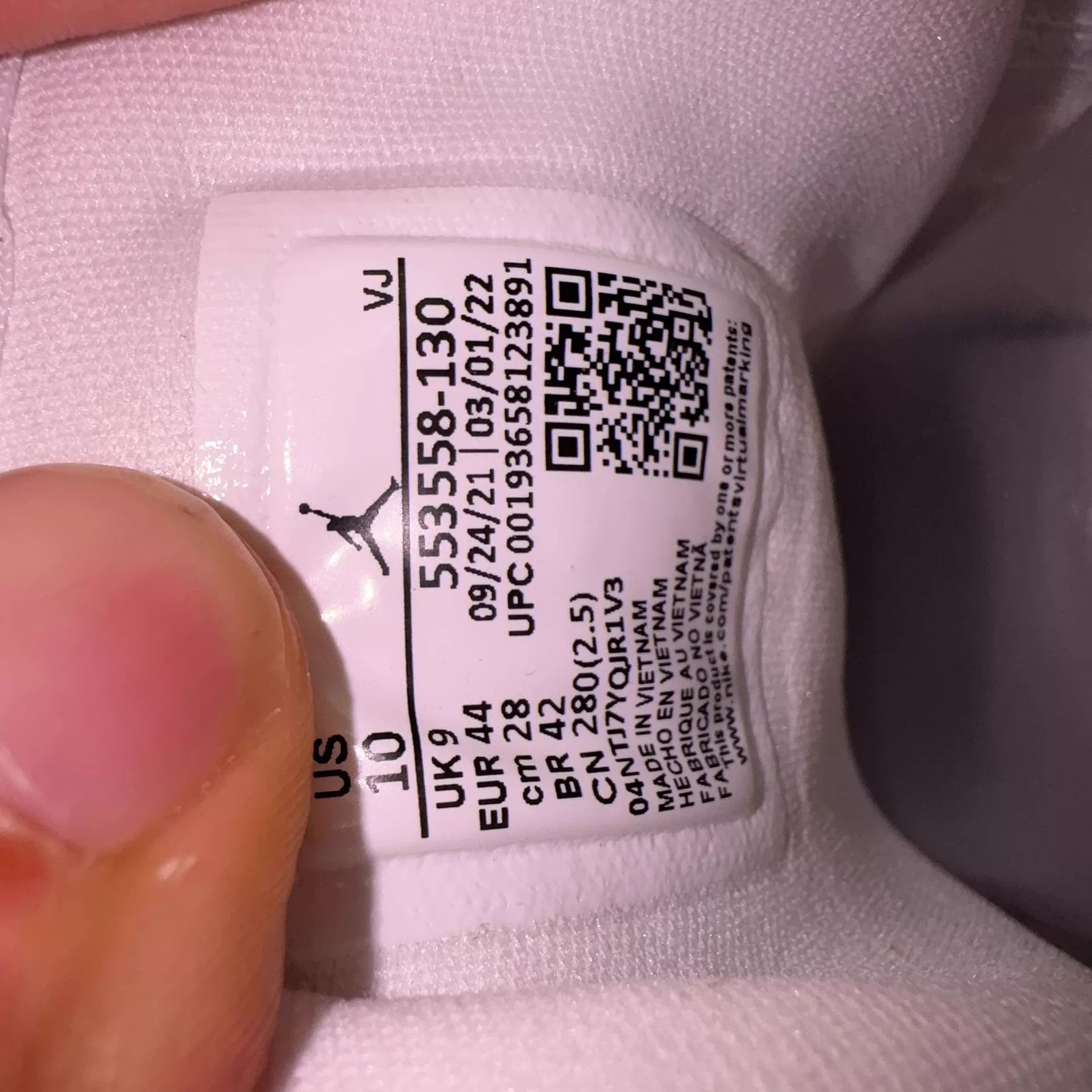 Nike Men's Air Jordan 1 Pure White Size 44 Size US 11 / EU 44 - 7 Thumbnail