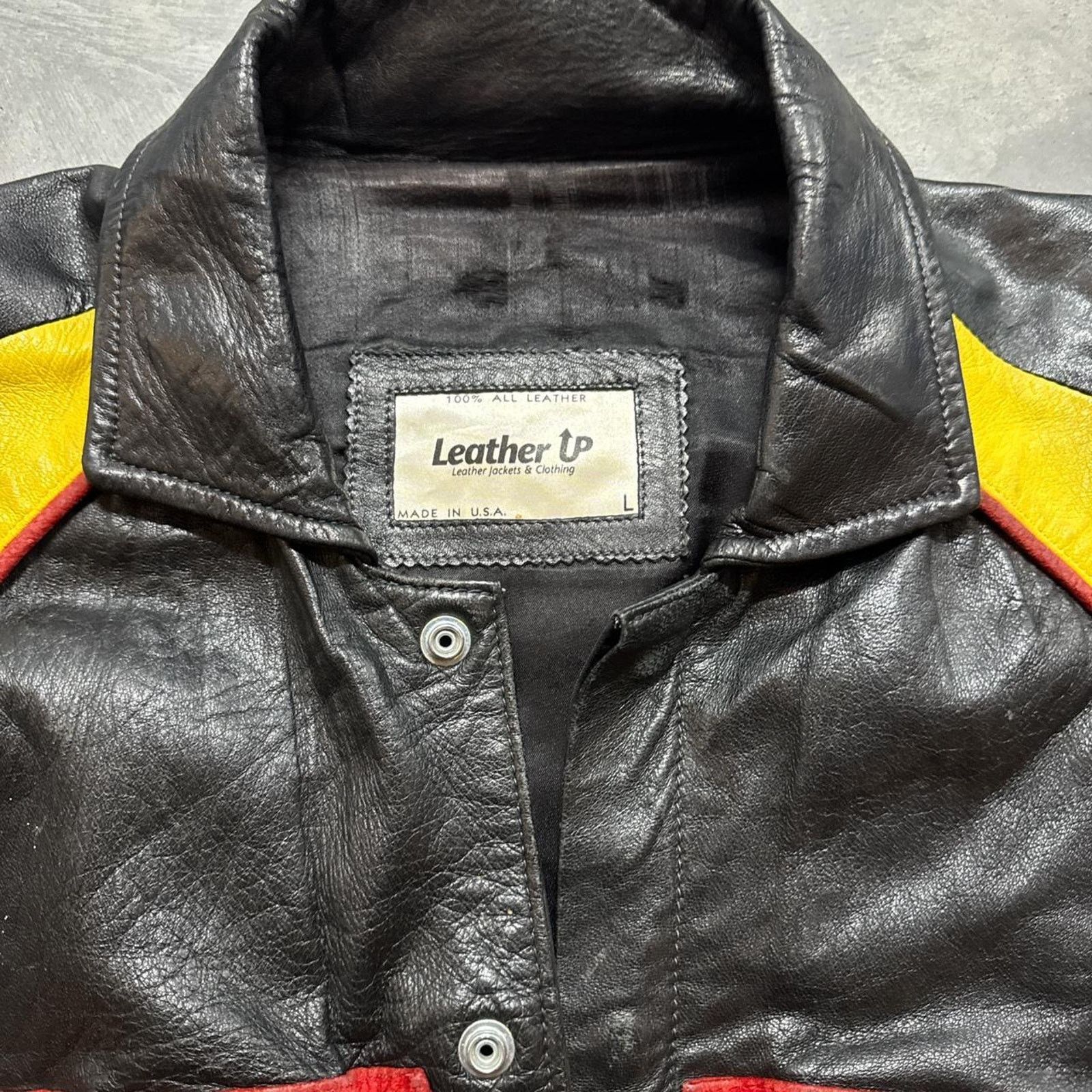 Vintage Vintage 90s Golds Gym Full Leather Jacket Size US L / EU 52-54 / 3 - 3 Thumbnail