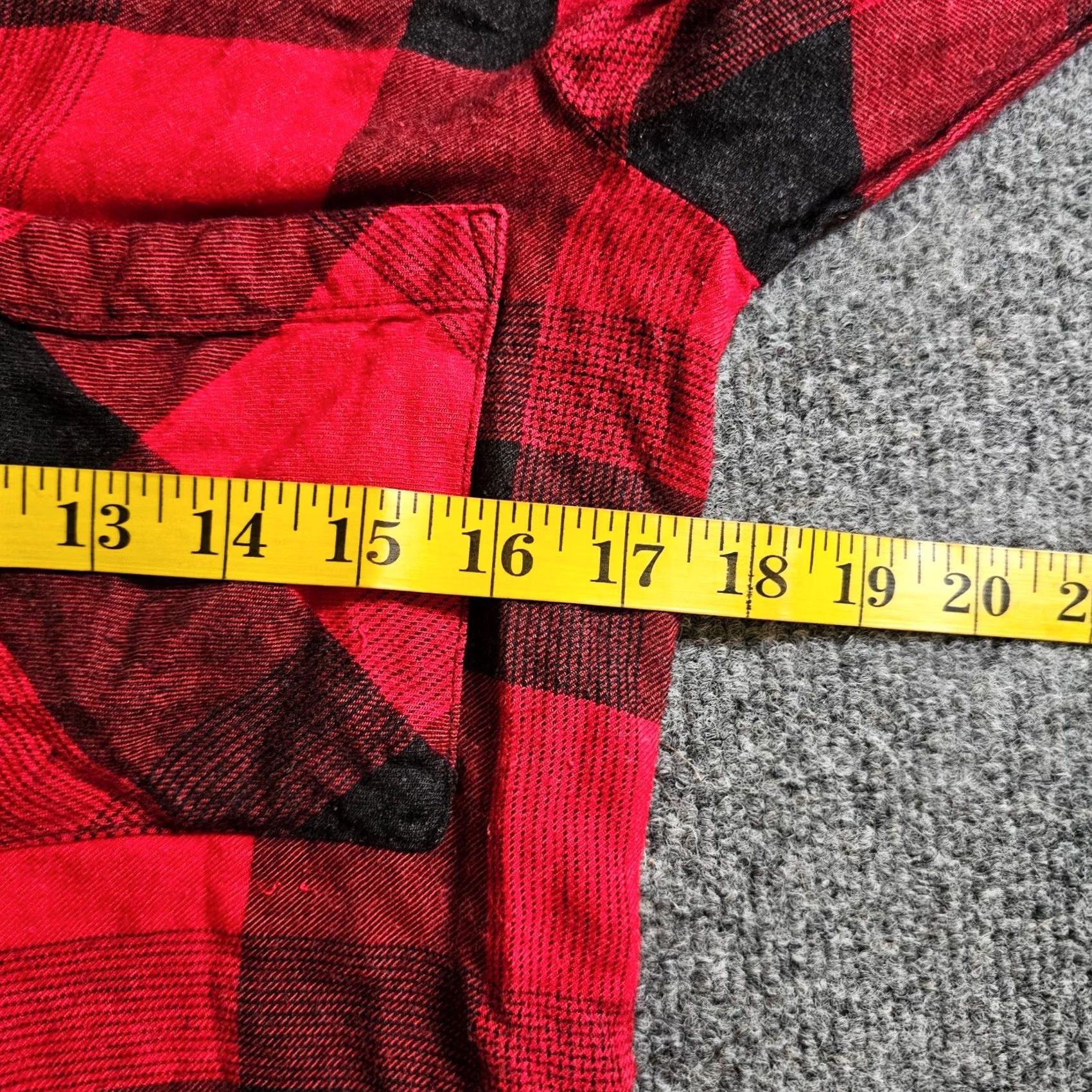 Vintage Cloth & Stone Top Shirt Women XS Red Black Flannel Buffalo Check Plaid Raw Hem Button Front Casual Sleeve | Whitewash? Size XS / US 0-2 / IT 36-38 - 5 Thumbnail