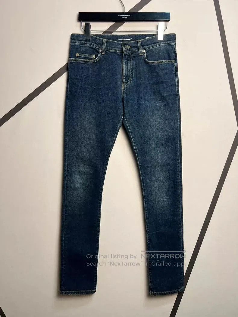 Saint Laurent Paris Saint Laurent Blue Washed Slim Fit Jeans. Size US 31 - 1 Thumbnail