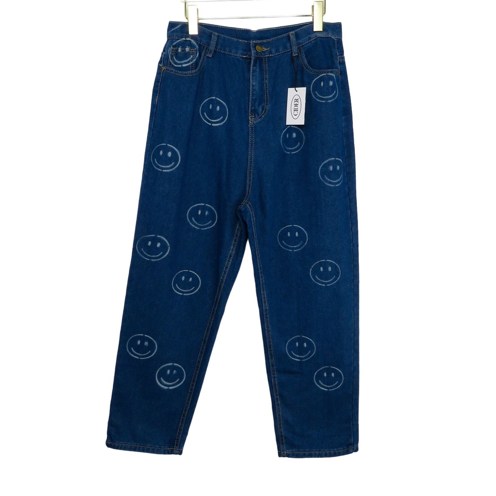 Cider Cider High Rise Straight Leg Jeans 30" Smiley Faces Size 30" / US 8 / IT 44 - 2 Thumbnail