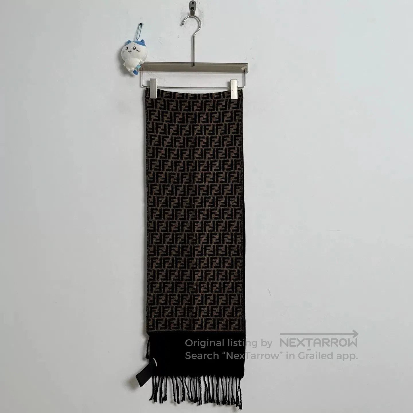 Fendi Fendi Brown Logo Wool Scarf 180x30cm. Size ONE SIZE - 2 Thumbnail