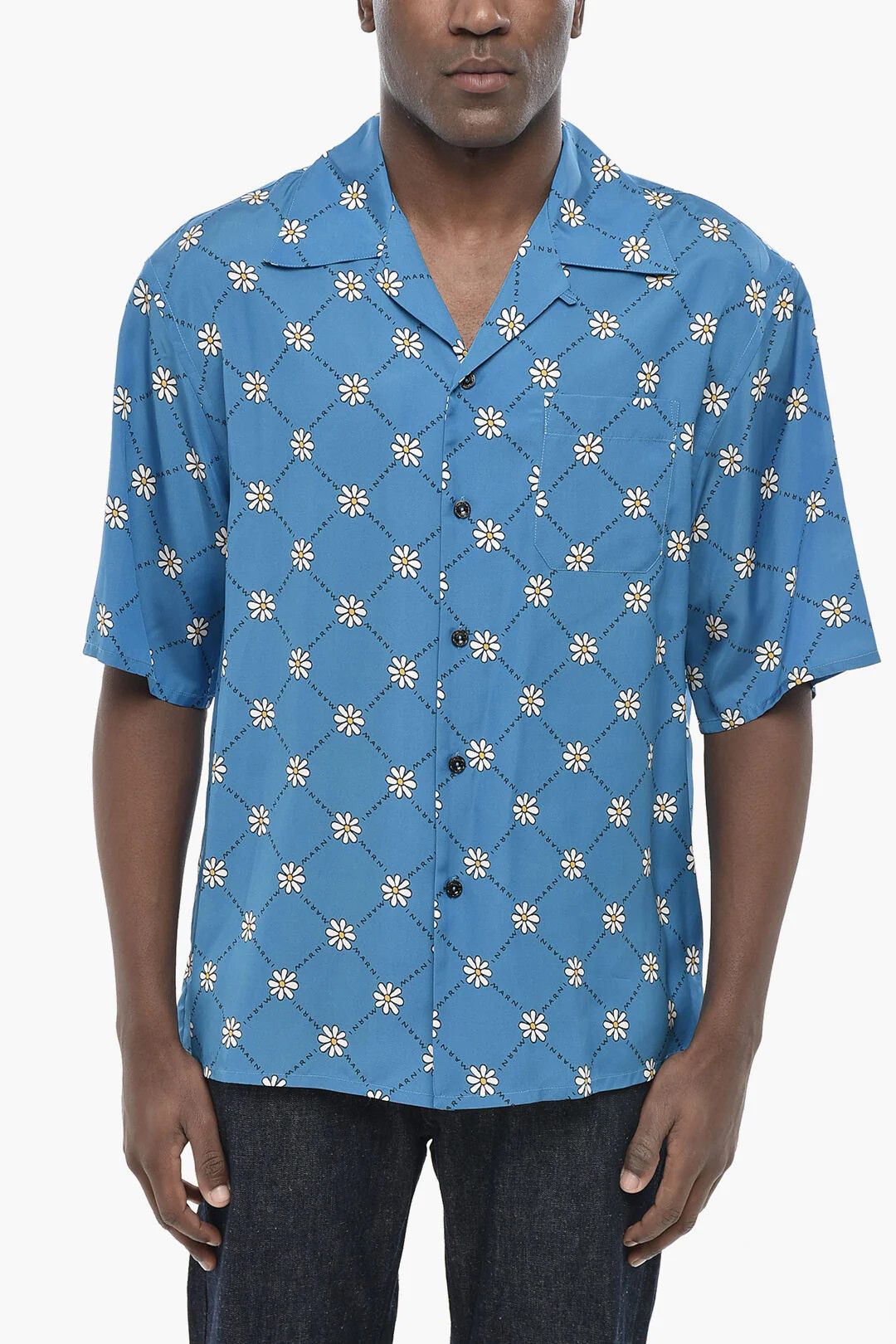 Marni og1mm0326 Viscose Bowling Shirt in Light Blue Size US M / EU 48-50 / 2 - 1 Thumbnail