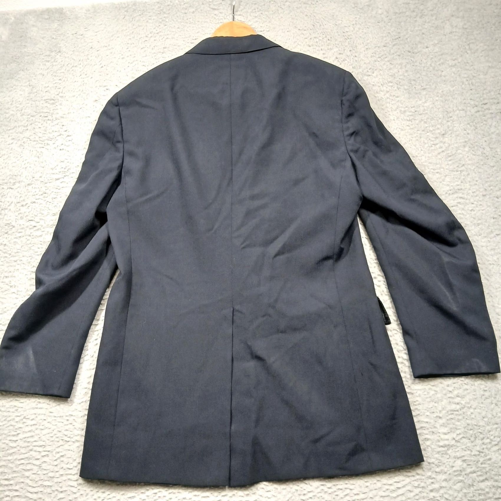 Hart Schaffner Marx Hart Schaffner Marx Blazer Mens 42 Black Solid Two Button Single Breasted Jacket Size 42R - 2 Thumbnail