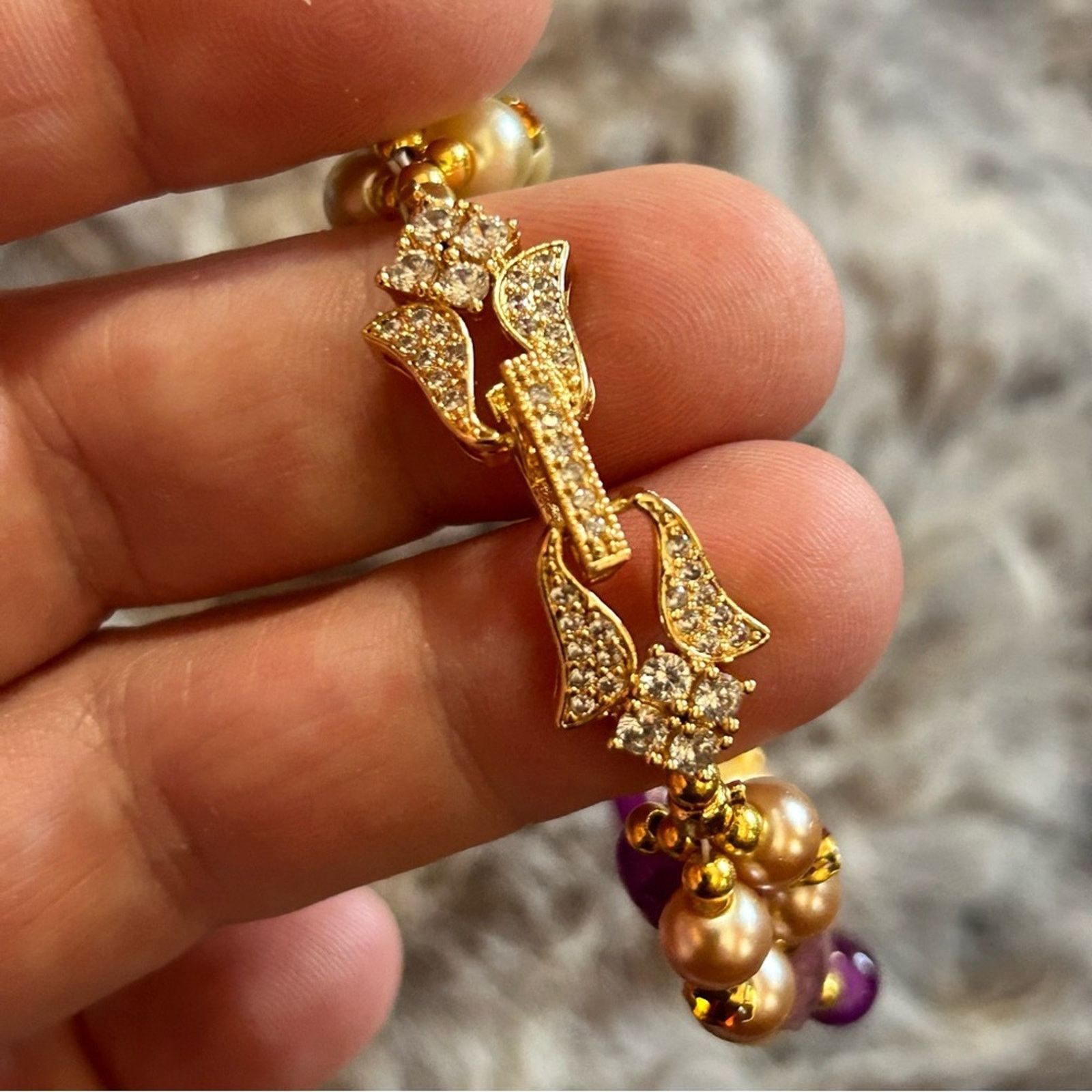 Handmade Handcrafted elegant glam twist faceted amethyst bracelet Size ONE SIZE - 4 Thumbnail