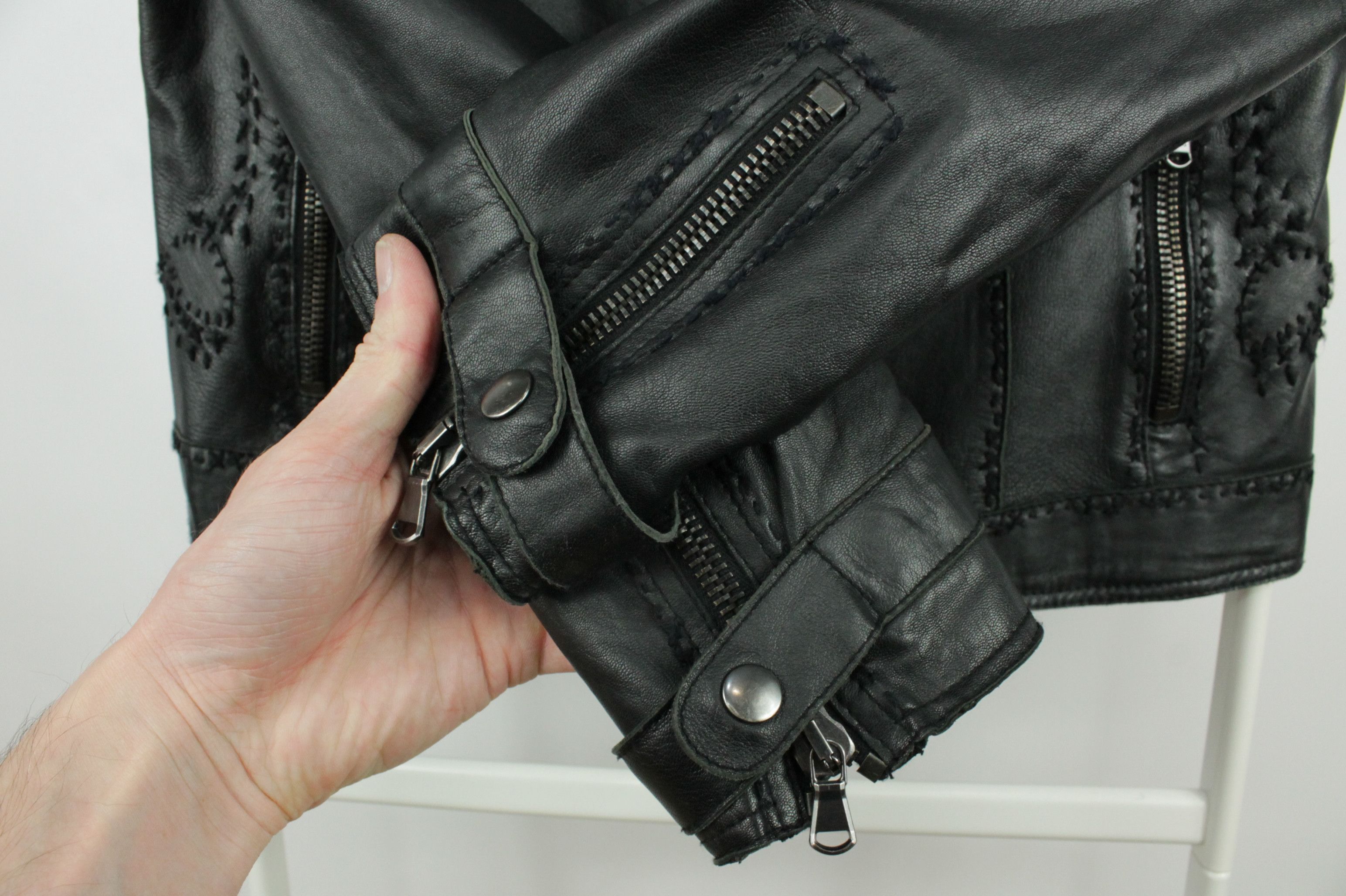 Designer Orwell Repair Black Leather Jacket WMNS Size XL / US 12-14 / IT 48-50 - 4 Thumbnail