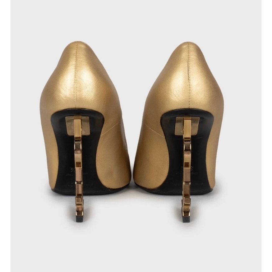Yves Saint Laurent Saint Laurent Opyum Gold Leather Heels - Size 36.5 Size US 5.5 / IT 35.5 - 4 Thumbnail