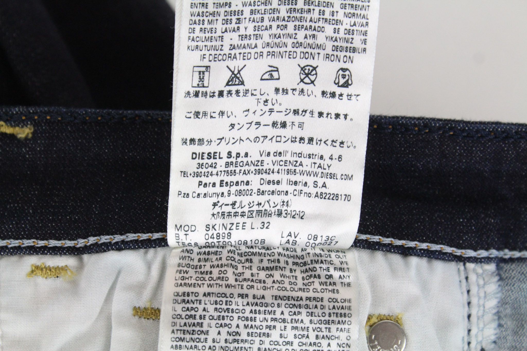 Diesel SKINZEE 0813C W25/L32 Blue Stretch Jeans 70148 Size 25" / US 0 / IT 36 - 8 Thumbnail