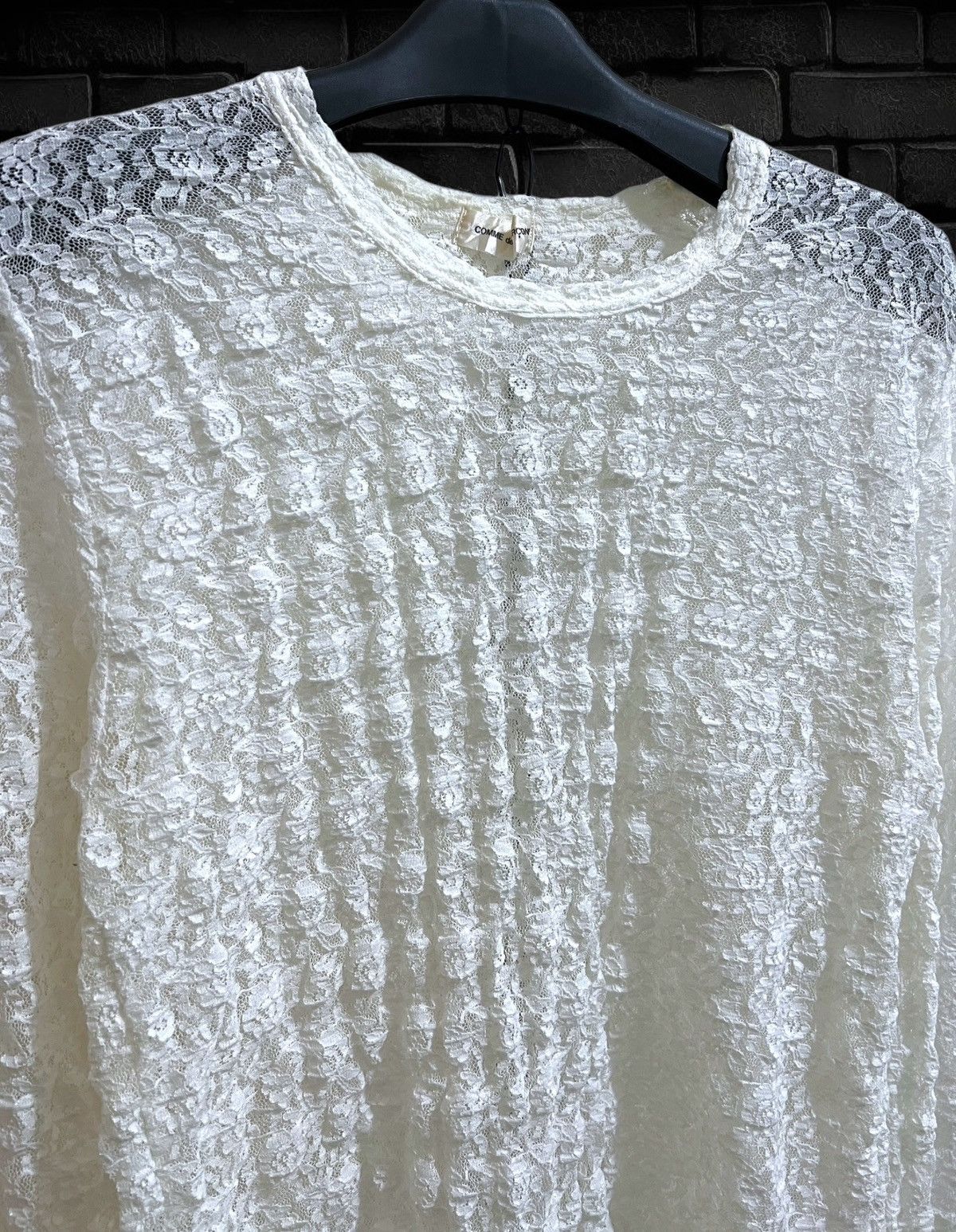 Comme des Garcons × Comme des Garcons Homme Plus 90s cdg white rose mesh net long sleeve top Size M / US 6-8 / IT 42-44 - 3 Thumbnail