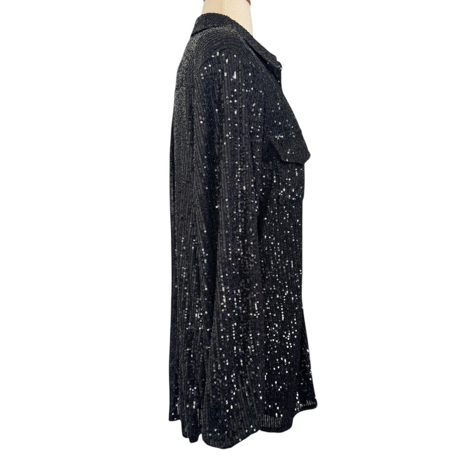 Guess GUESS Sequin Button Collared Boyfriend Oversized Blouse Top Size M / US 6-8 / IT 42-44 - 6 Thumbnail
