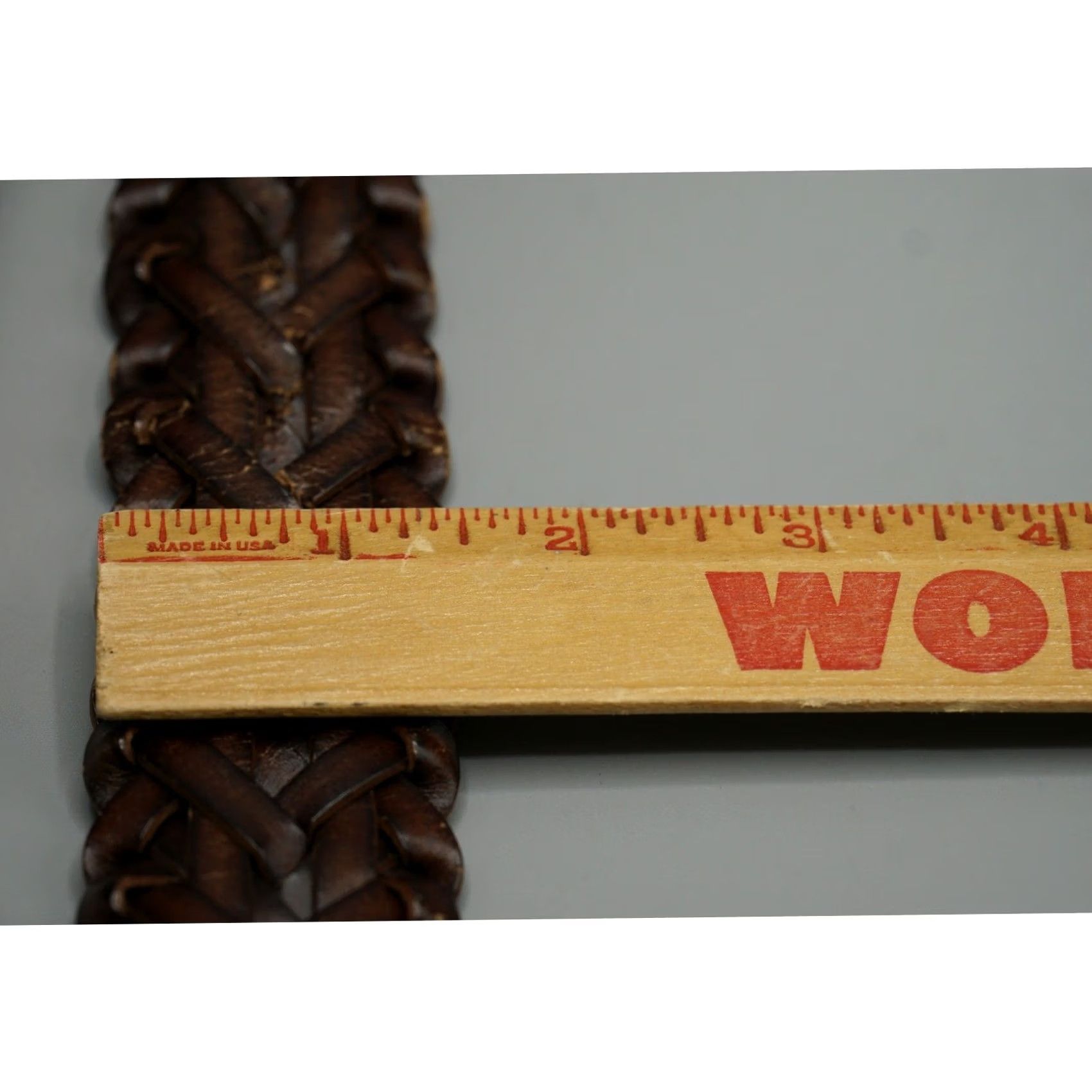Michael Kors Michael Kors Mens Braided Woven Leather Belt Brown 32 MK Logo Buckle Size 32 - 4 Thumbnail