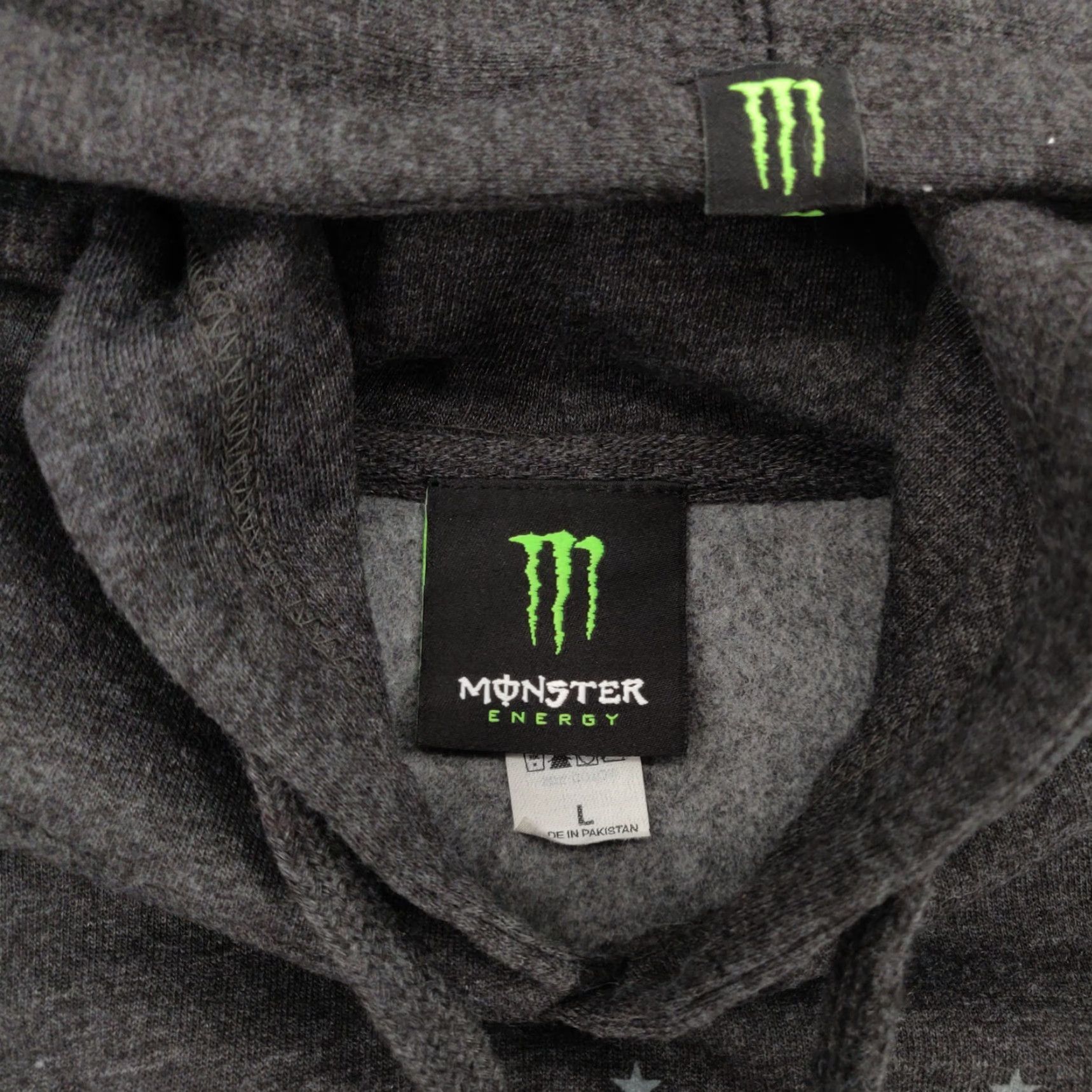 Vintage VINTAGE Monster Energy Hoodie Mens L Gray Pullover Sweatshirt Y2K Logo Hooded Graphic Print Pockets Regular Size US L / EU 52-54 / 3 - 6 Thumbnail