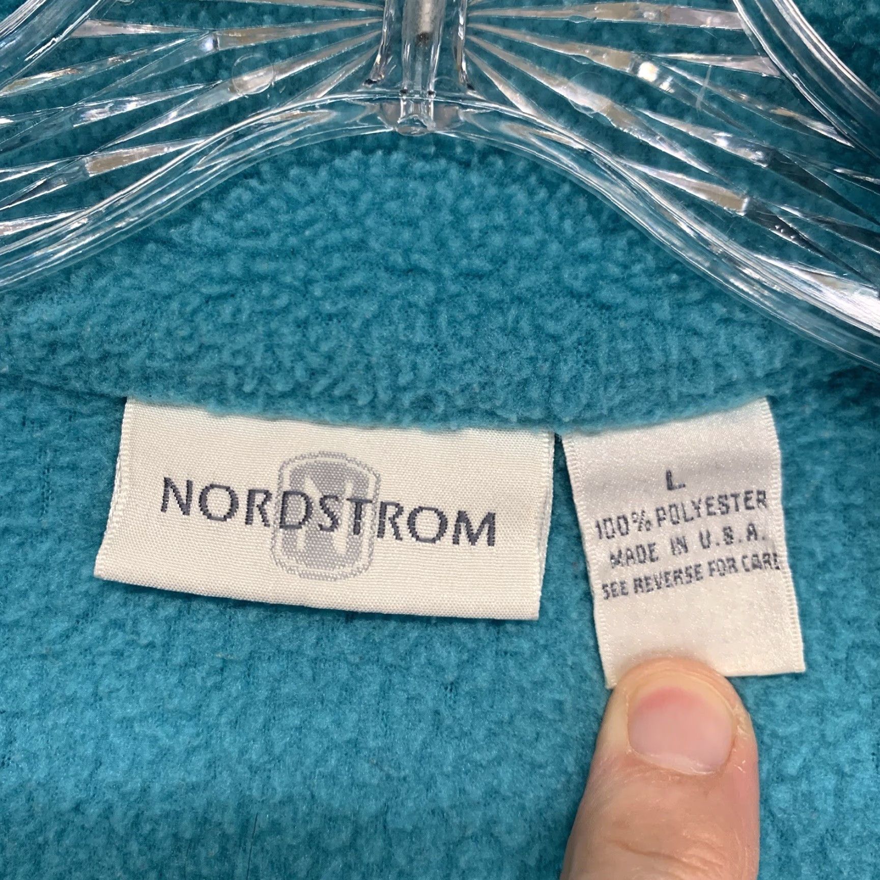 Nordstrom Vintage Nordstrom Fleece Quarter Zip Pullover Sweater Large Made In USA Aqua Blue Size US L / EU 52-54 / 3 - 5 Thumbnail