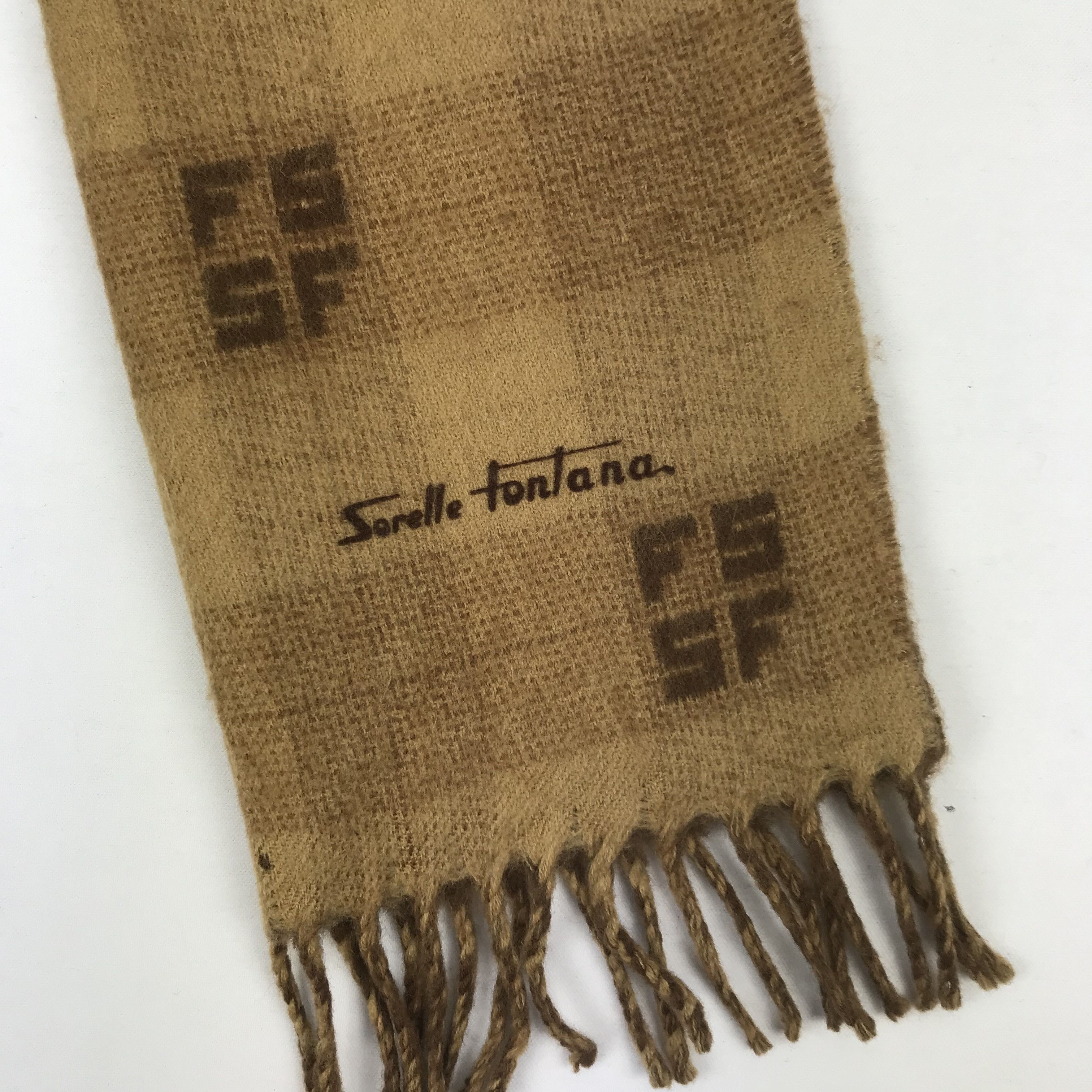 Vintage Vintage Sorella Fontana Scarf Wool Muffler Cashmere Scarves Size ONE SIZE - 4 Thumbnail