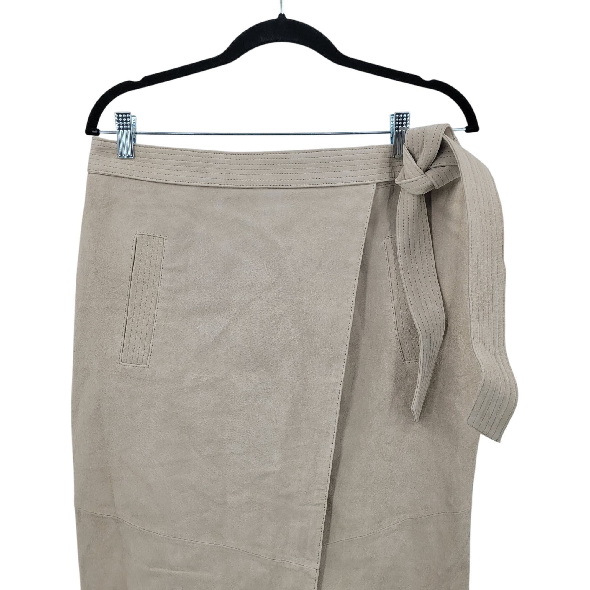 Asos ASOS Suede Leather Tie Wrap Midi Skirt US 10 UK 14 EU42 Ecru Size 32" / US 10 / IT 46 - 4 Thumbnail
