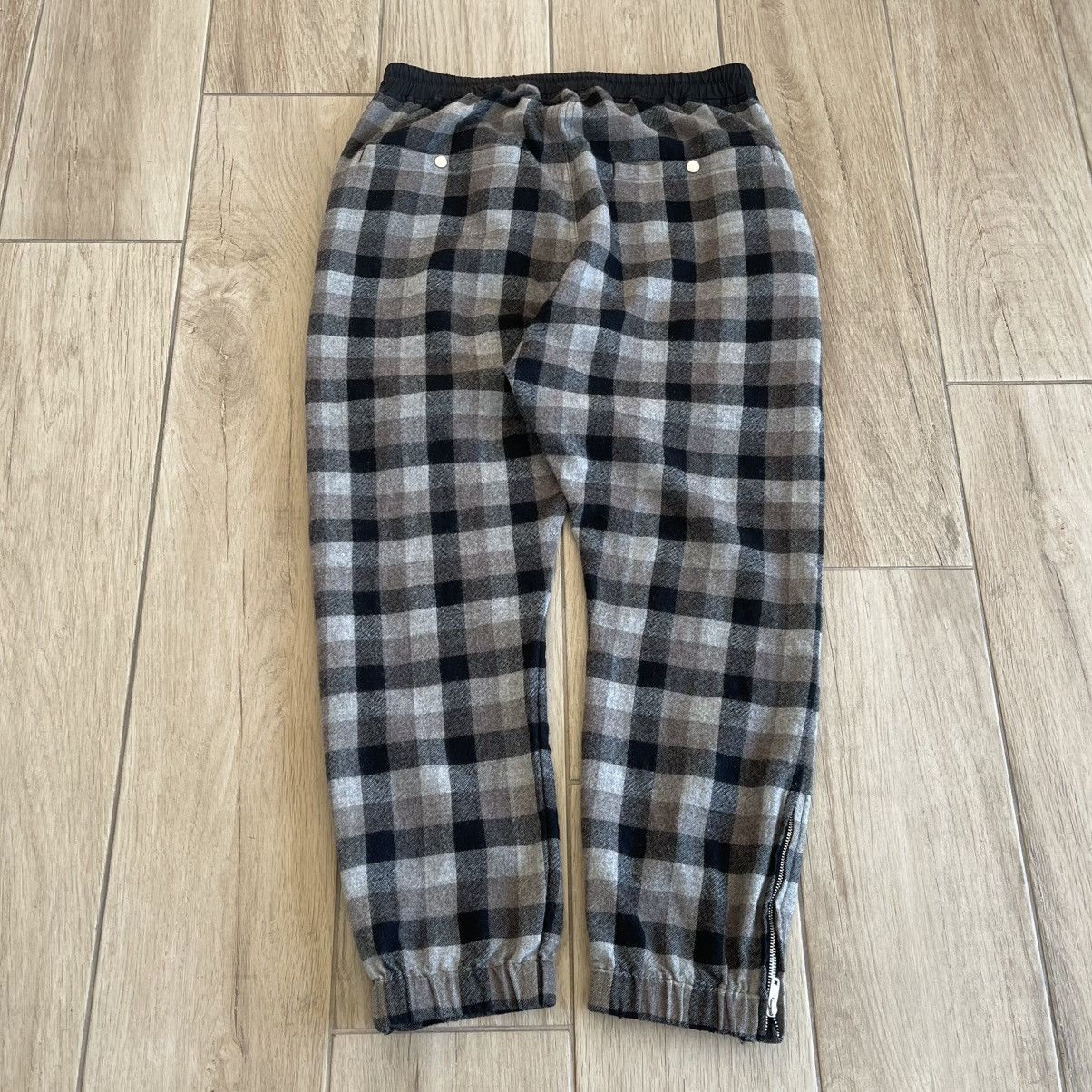 Rick Owens FW2019 "Larry" Black Plaid Wool Zipper Jogger Pants Size US 35 - 2 Thumbnail