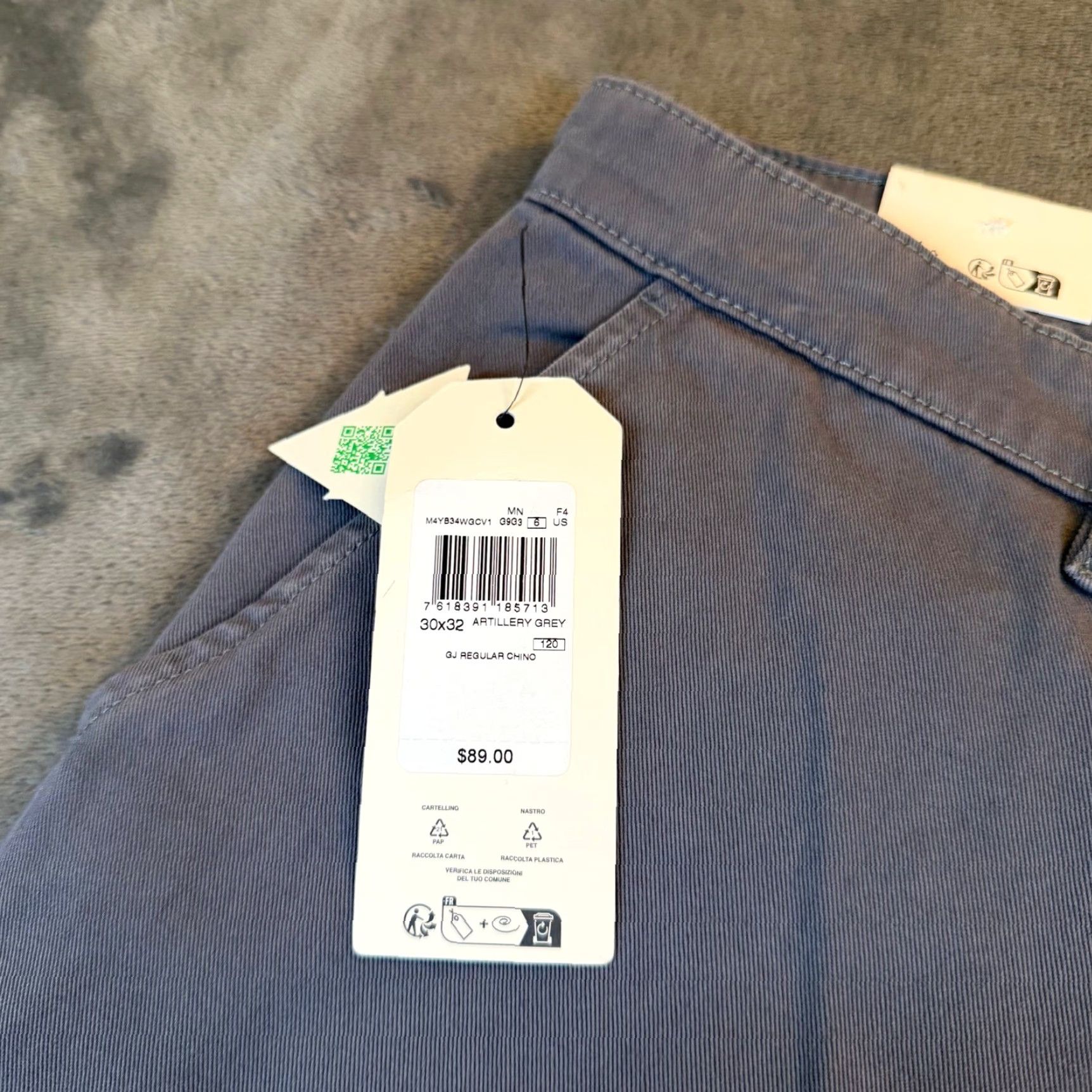 Guess Guess Jeans Chino Pants Mens 30x32 Flat Front Regular Fit Grey Canvas Cotton Blend 5-Pocket Wrinkle Resistant Casual Business Size US 30 / EU 46 - 3 Thumbnail