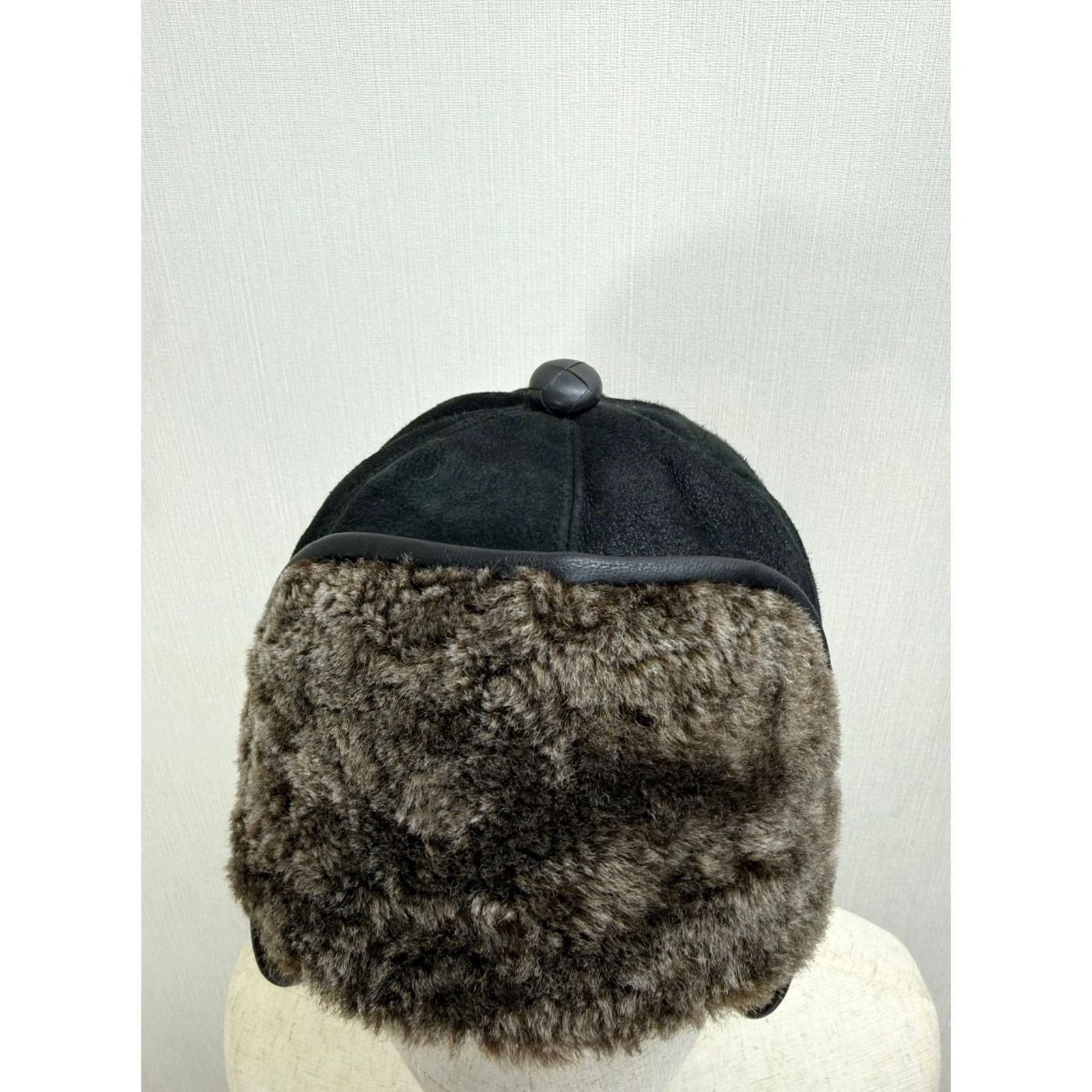 Vintage VINTAGE Nike? Real 100% Fur Sheepskin Bomber Caps Suede Leather Trapper Hat Black Size ONE SIZE - 6 Thumbnail