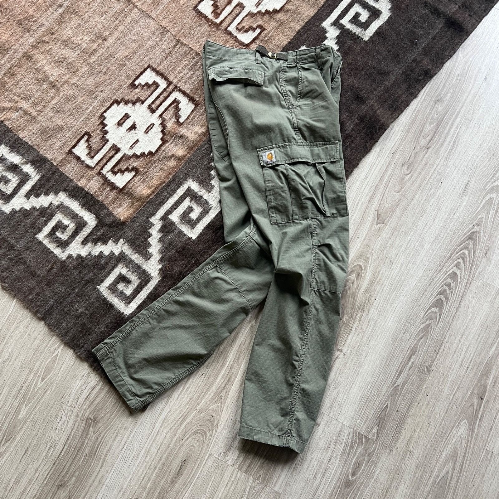 Carhartt Wip Carhartt Aviation Olive Green Ripstop Cargo Pants 9614AC Size US 32 / EU 48 - 1 Thumbnail