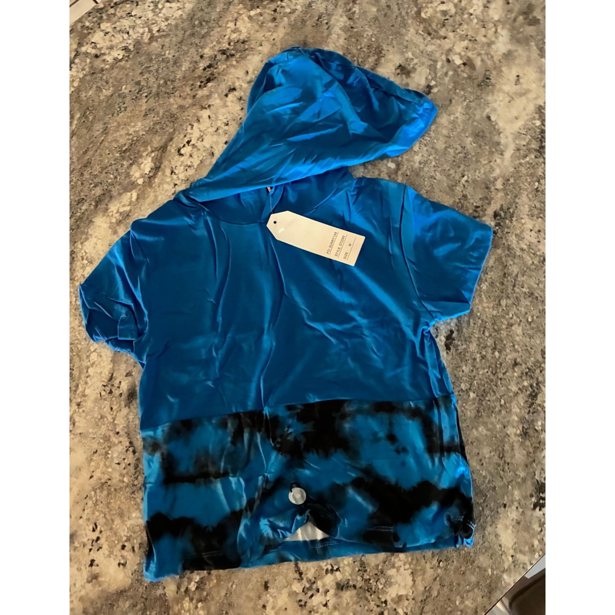 Other Stylish Tie Dye Hooded Short Sleeve Athletic Set In BLUE Size 28" / US 6 / IT 42 - 3 Thumbnail