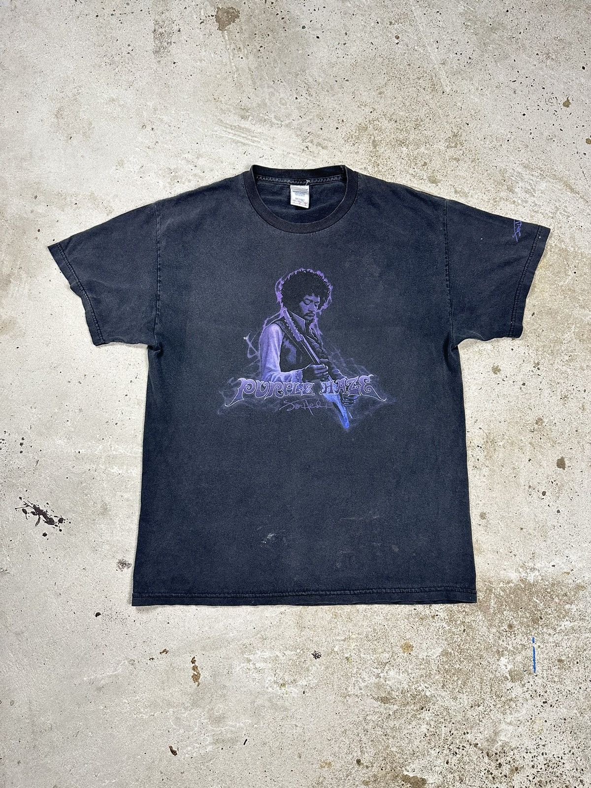 Band Tees × Jimi Hendrix × Vintage Vintage Jimi Hendrix Purple Haze Trashed Black Tee Washed Size US L / EU 52-54 / 3 - 1 Thumbnail