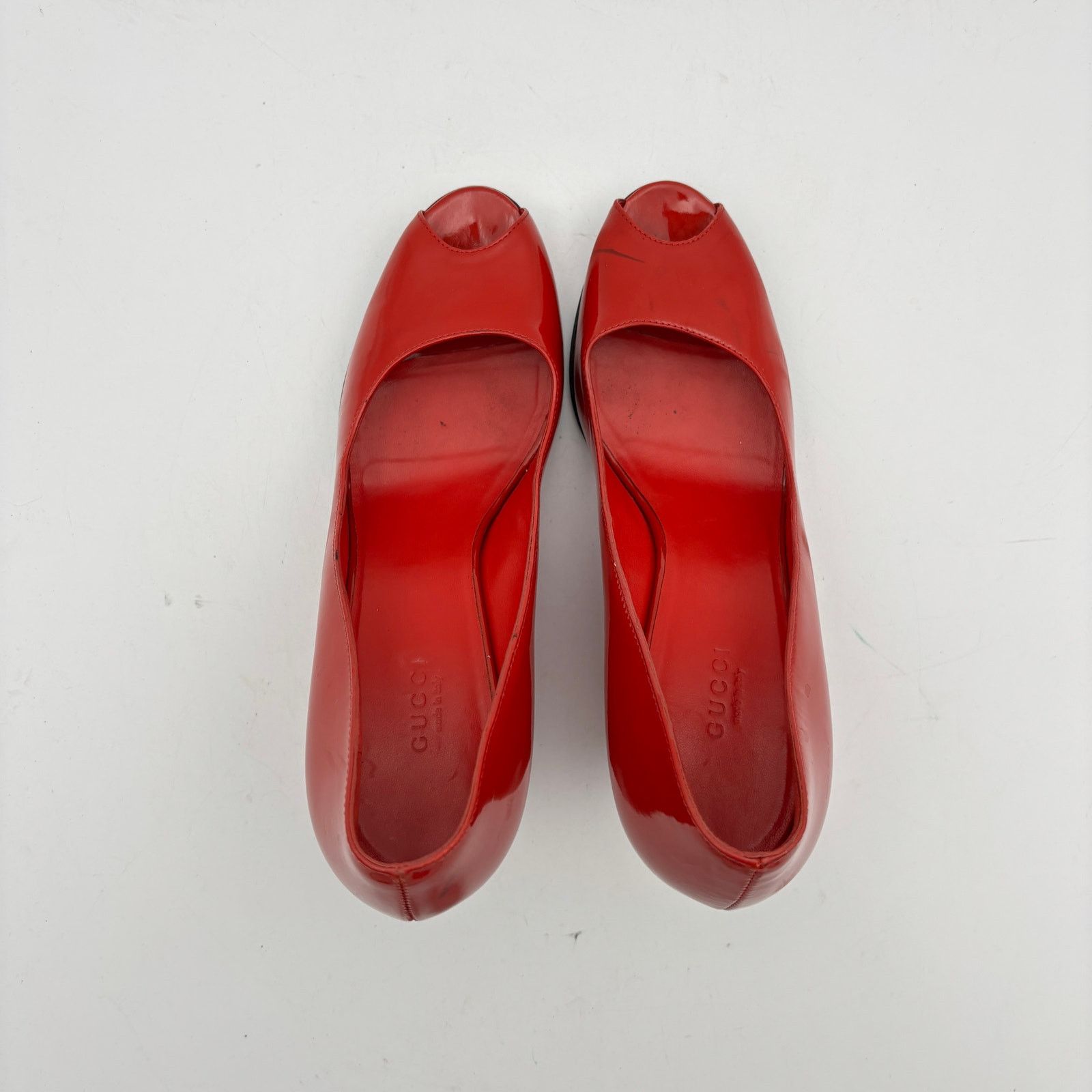 Gucci Gucci Patent Leather Double G Peep Toe Wedge Women's 9.5B Size US 9.5 / IT 39.5 - 6 Thumbnail