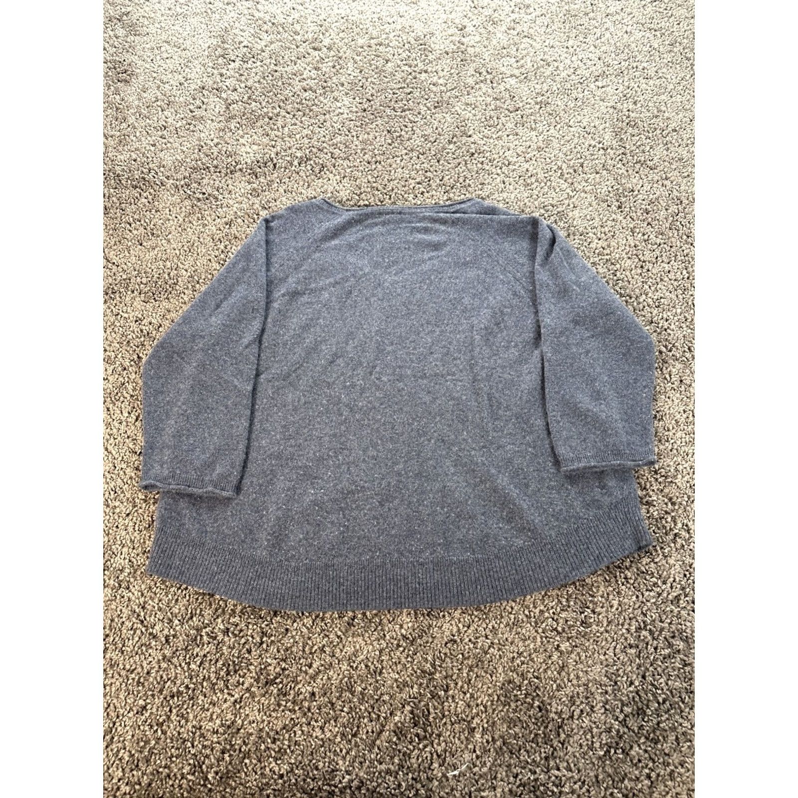 Vintage POETRY Sweater Dolman Sleeve V-Neck 3/4 Sleeve Blue 100% Cashmere Pullover Womens 16 Medium Regular Knit Soft Boxy Pullover Size XXL / US 16-18 / IT 52-54 - 6 Thumbnail
