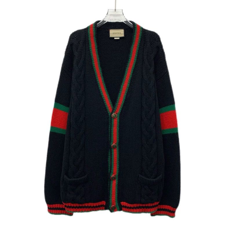 Gucci GucciBlack striped wool single-breasted long-sleeved knitte Size US XXL / EU 58 / 5 - 1 Thumbnail