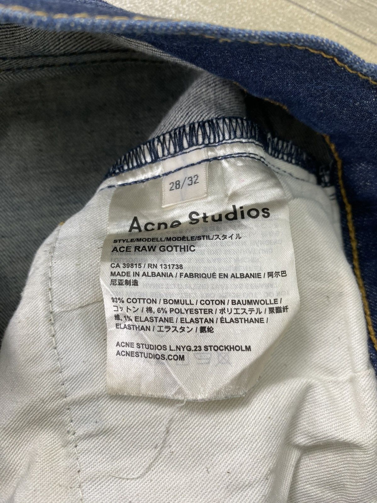 Acne Studios Luxury Acne Studios Ace Raw Gothic Skinny Blue Jeans Size US 27 - 9 Thumbnail