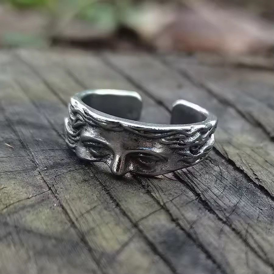Jewelry Half Facebook Ring - Adjustable Silver Band Size ONE SIZE - 1 Thumbnail