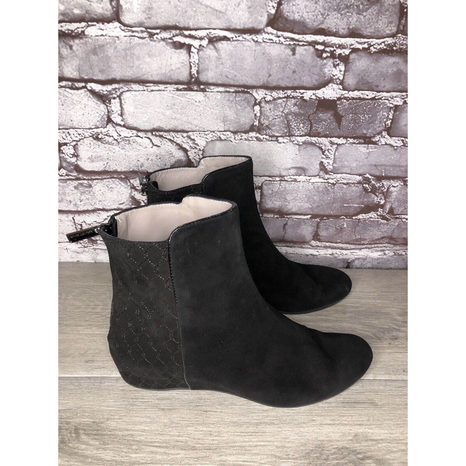 Aquatalia Aquatalia Black Suede Leather Wedge Back Zipper Booties Wome Size US 8 / IT 38 - 9 Thumbnail