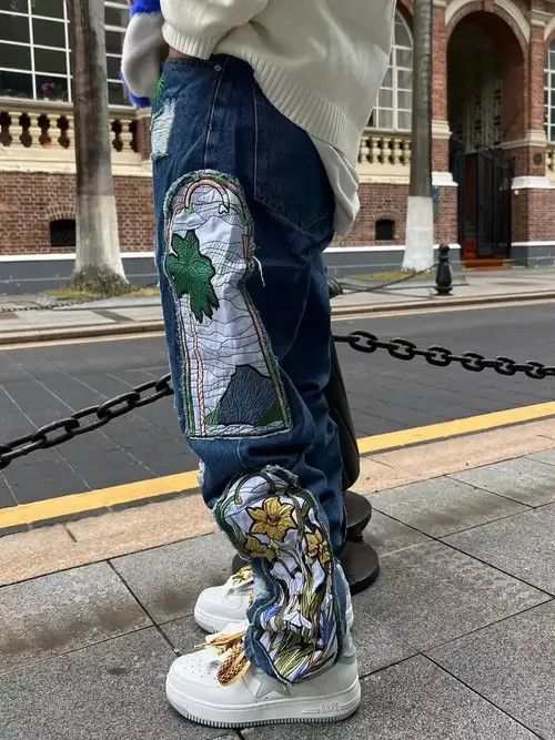 Japanese Brand Y2K Harajuku Patch Grunge Hip Hop Jeans Trousers Size US 28 / EU 44 - 4 Thumbnail