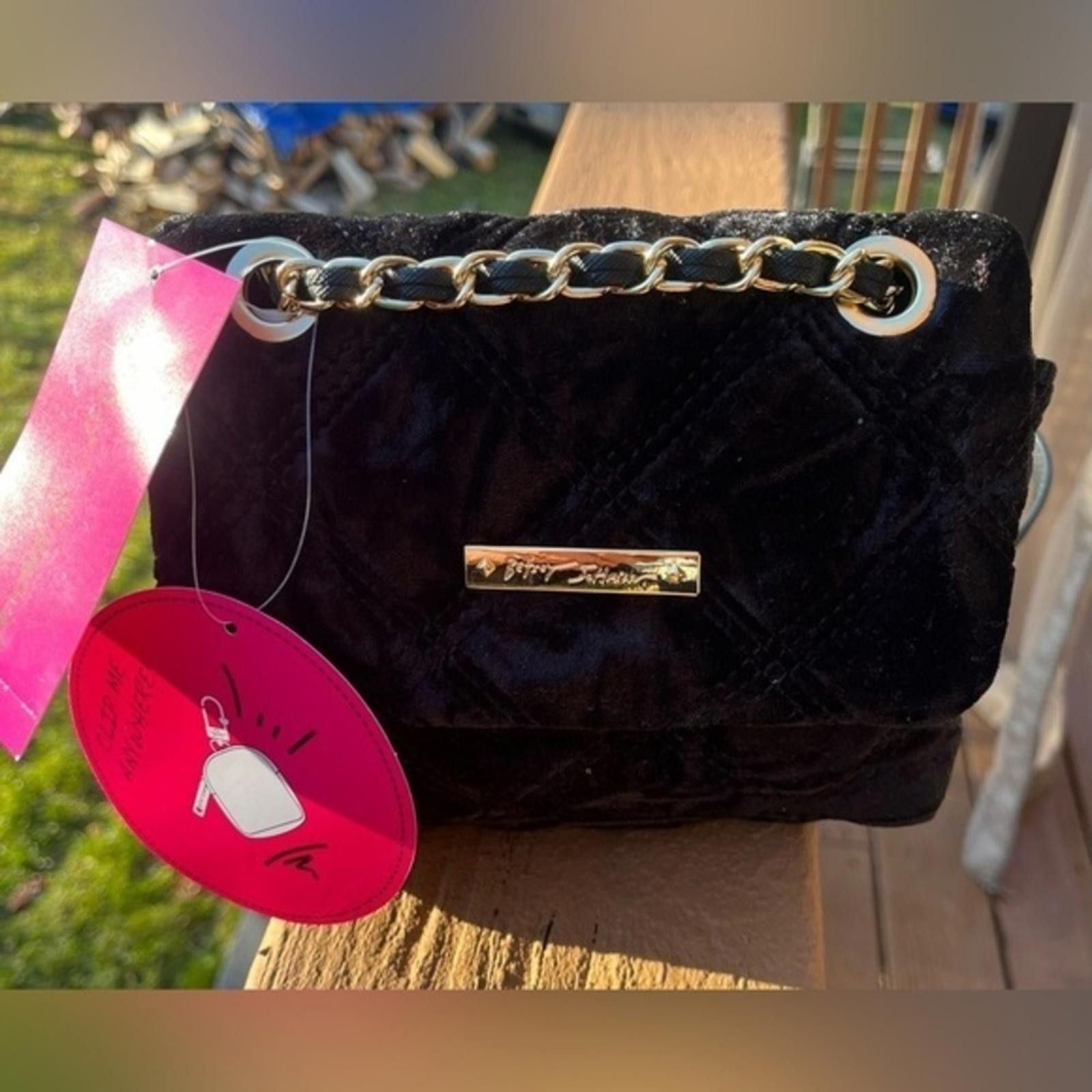 Betsey Johnson Betsey Johnson Xoval Velour Crossbody Bag & Removable Pouch Size ONE SIZE - 1 Thumbnail