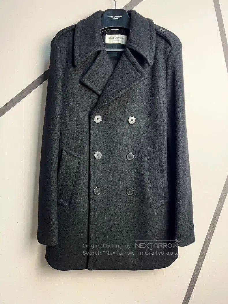 Saint Laurent Paris Saint Laurent Paris Large Collar Black Double Breasted Woo Size US M / EU 48-50 / 2 - 1 Thumbnail