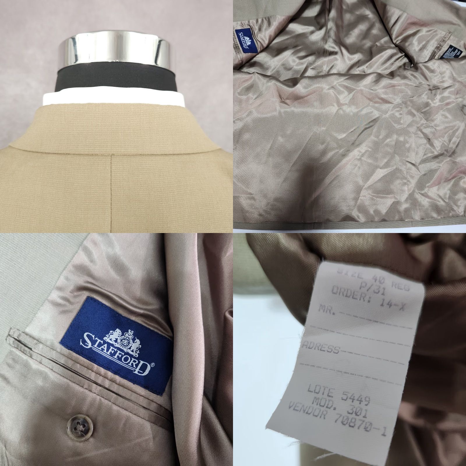 Stafford Stafford Blazer Mens 40R Brown Pure Wool Sports Coat Jacket 3 Buttons Size 40R - 8 Thumbnail