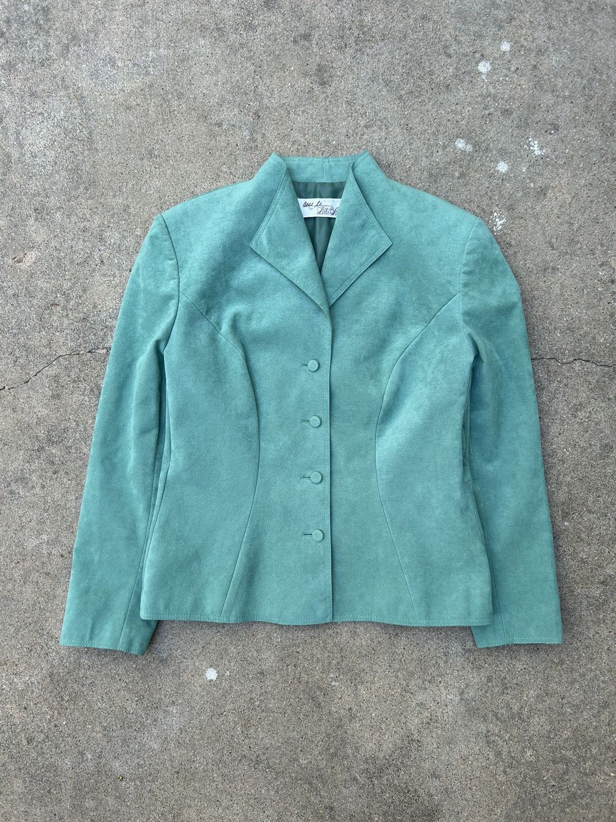 Vintage 1970s Adolph Schuman For Lilli Ann Turquoise Suede Blazer Size S / US 4 / IT 40 - 1 Thumbnail