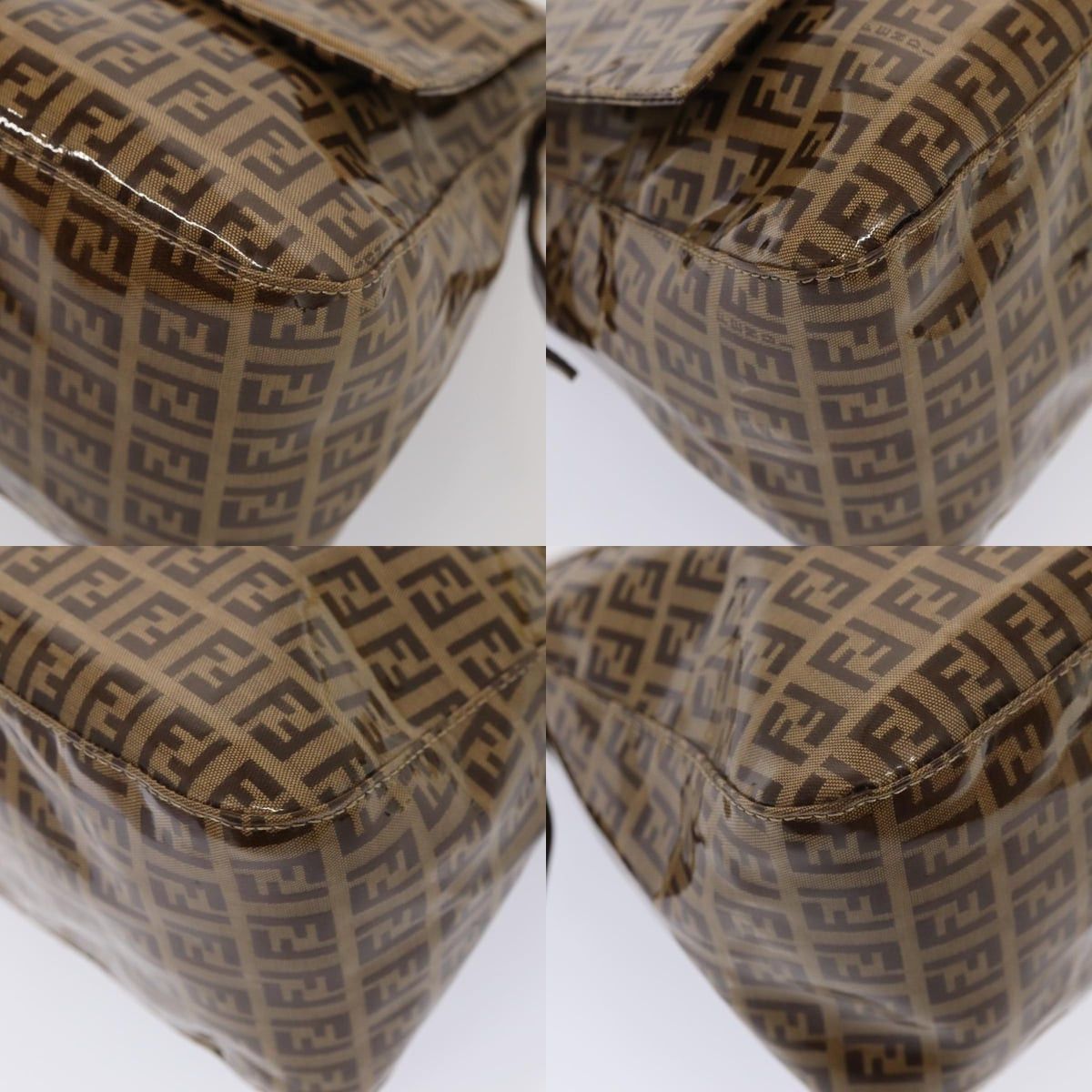 FENDI Zucchino Canvas Mamma Baguette Shoulder Bag Beige