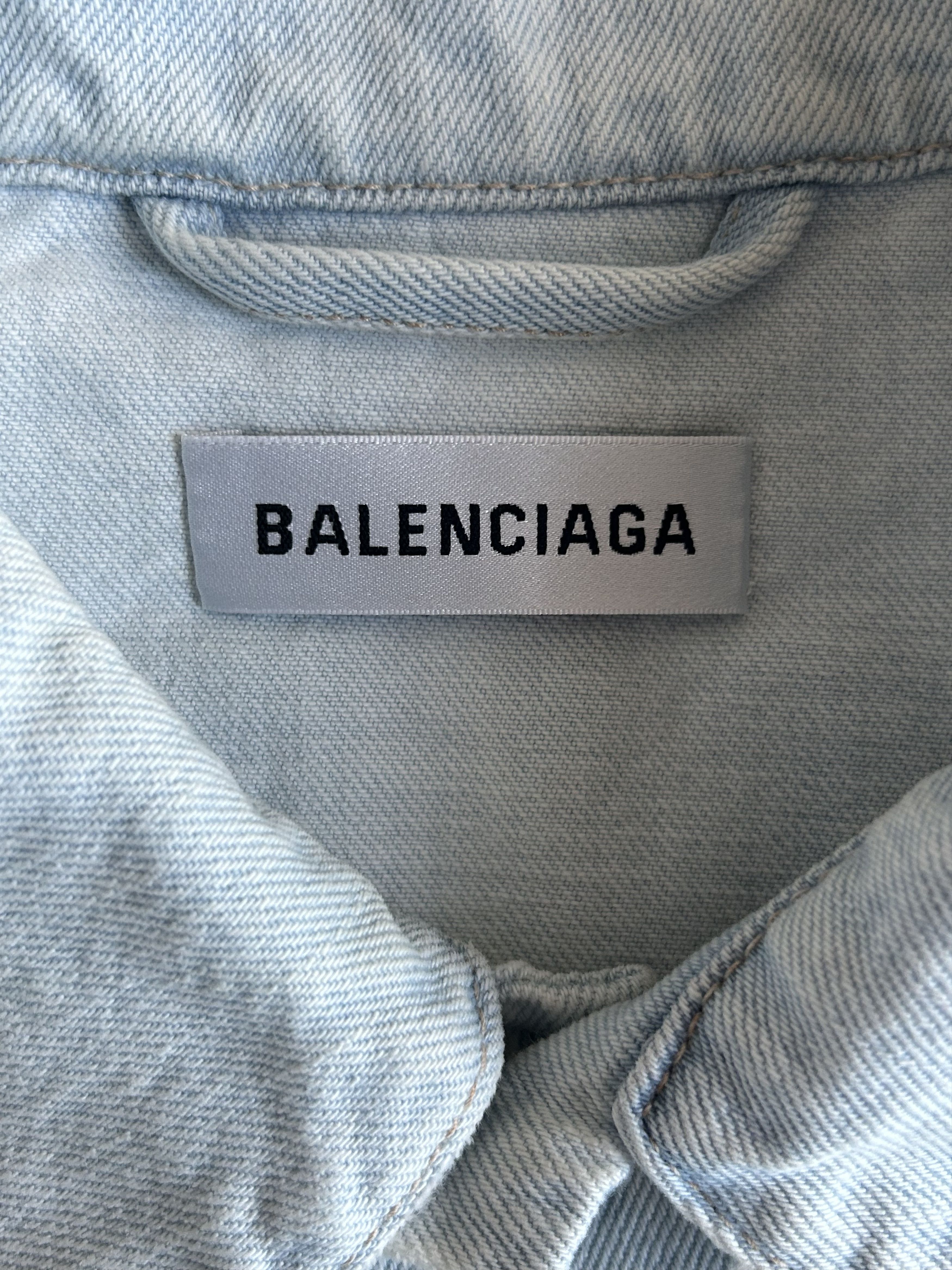 Balenciaga Balenciaga Blue Embossed Logo Women's Denim Jacket Size L / US 10 / IT 46 - 3 Thumbnail